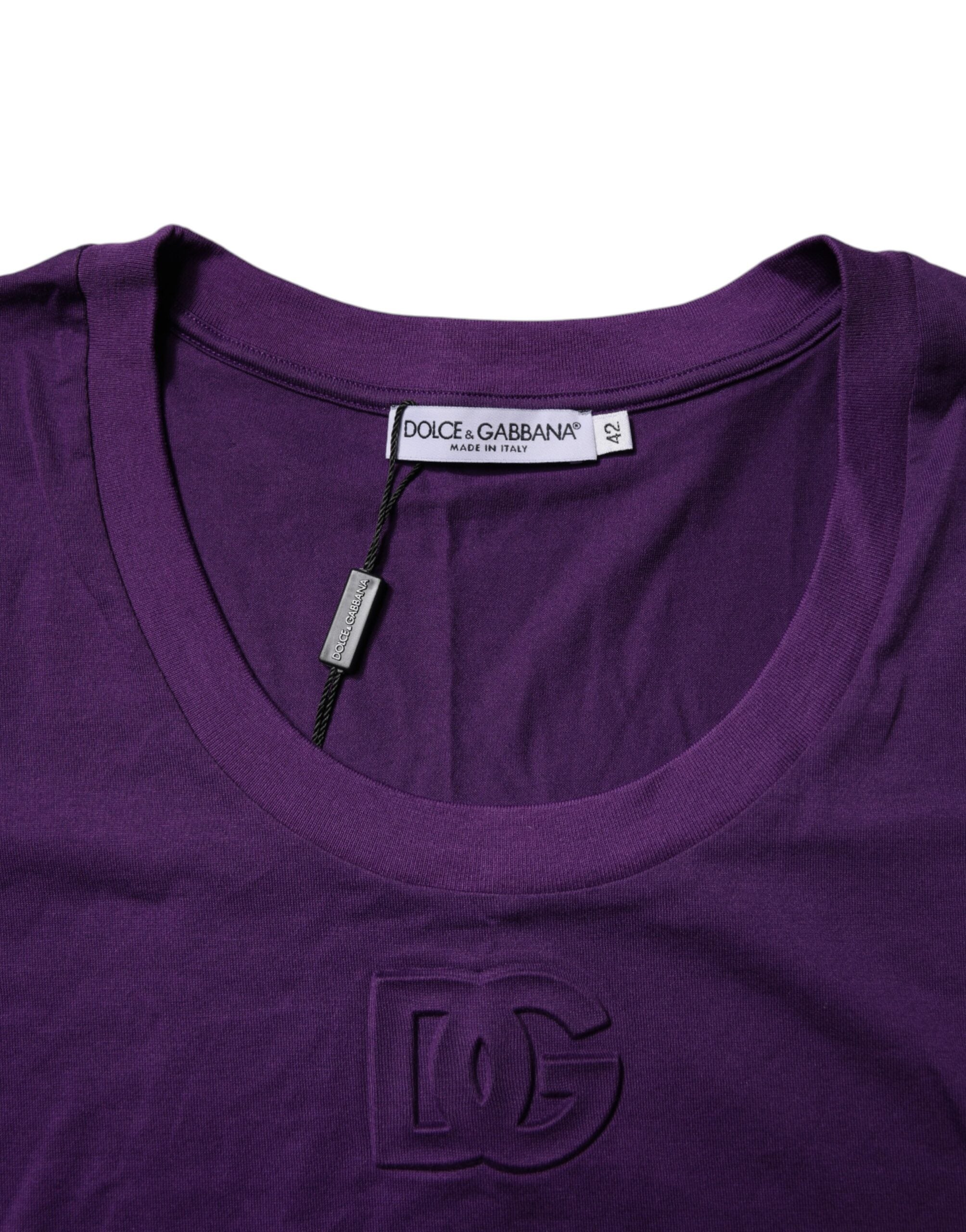 Dolce & Gabbana Violet Cotton Crewneck Short Sleeves Women's T-shirt (Pre-Owned)