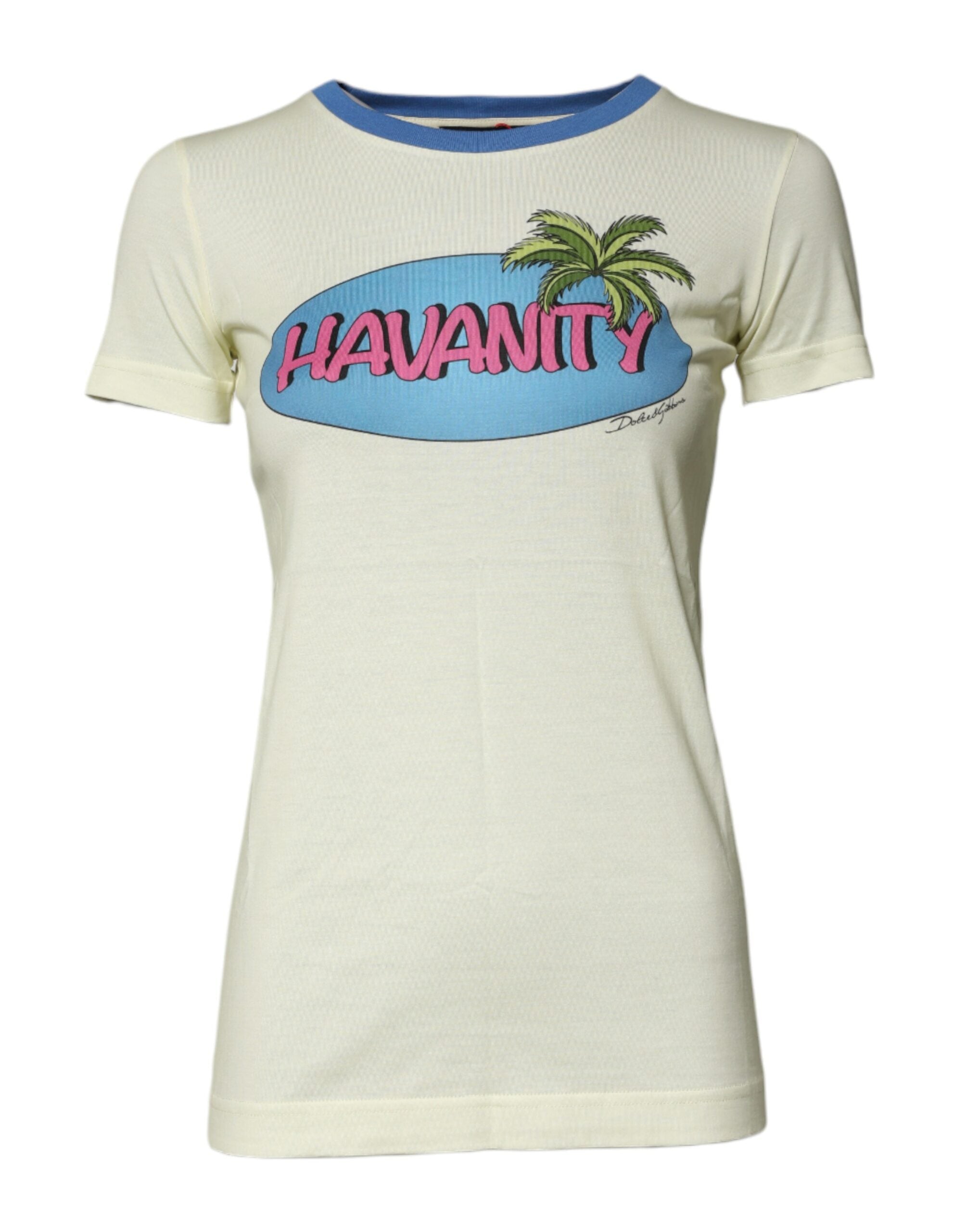 Dolce & Gabbana Light Yellow Cotton Short Sleeve Women's T-shirt