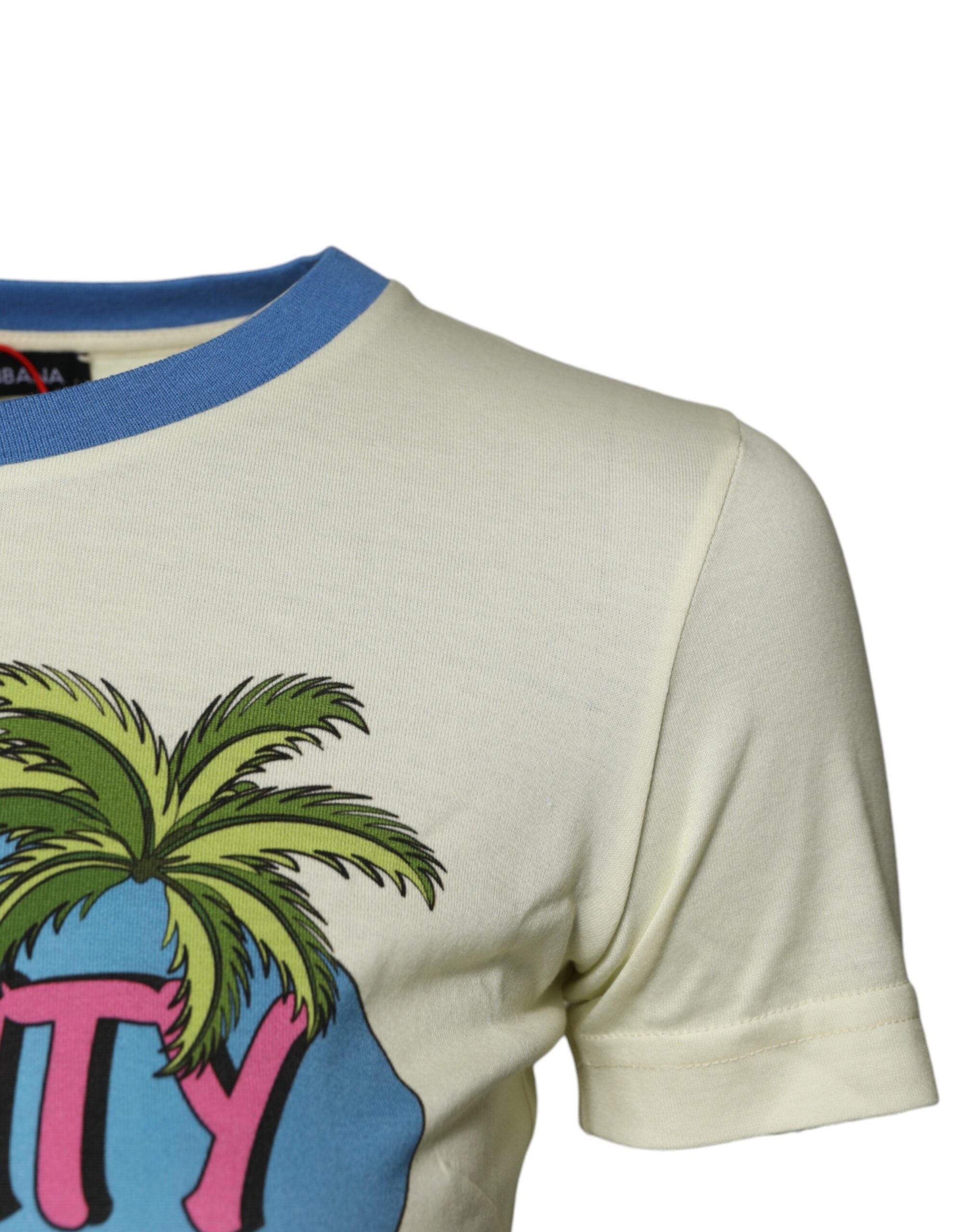 Dolce & Gabbana Light Yellow Cotton Short Sleeve Women's T-shirt