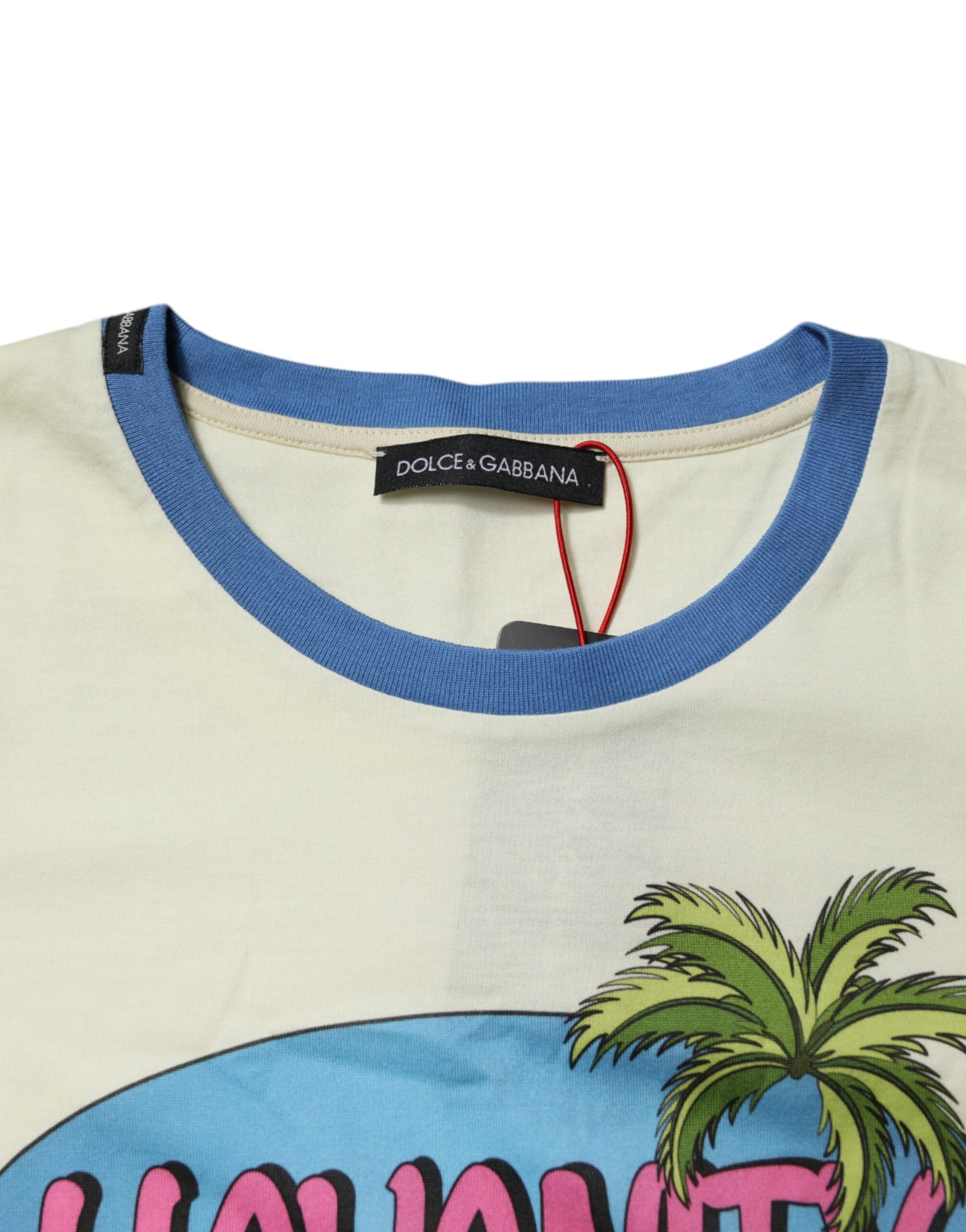 Dolce & Gabbana Light Yellow Cotton Short Sleeve Women's T-shirt