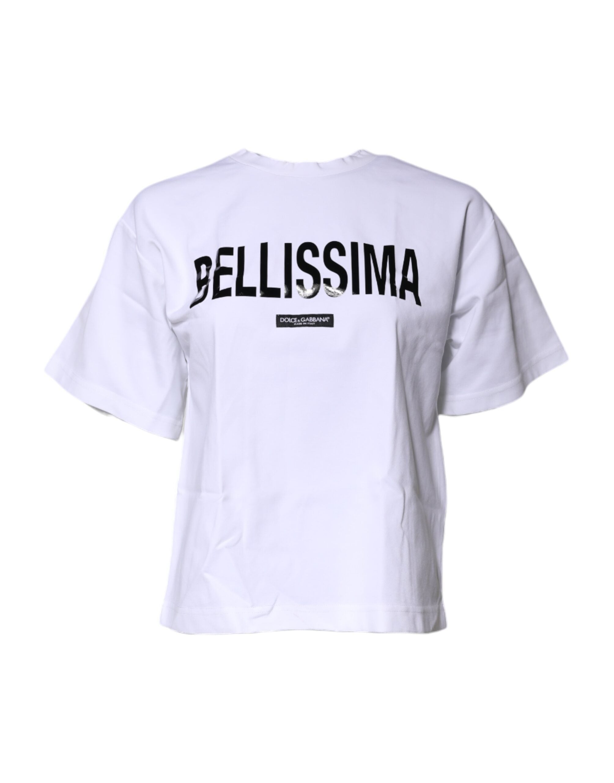 Dolce & Gabbana White Bellissima Cotton Crew Neck Women's T-shirt (Pre-Owned)