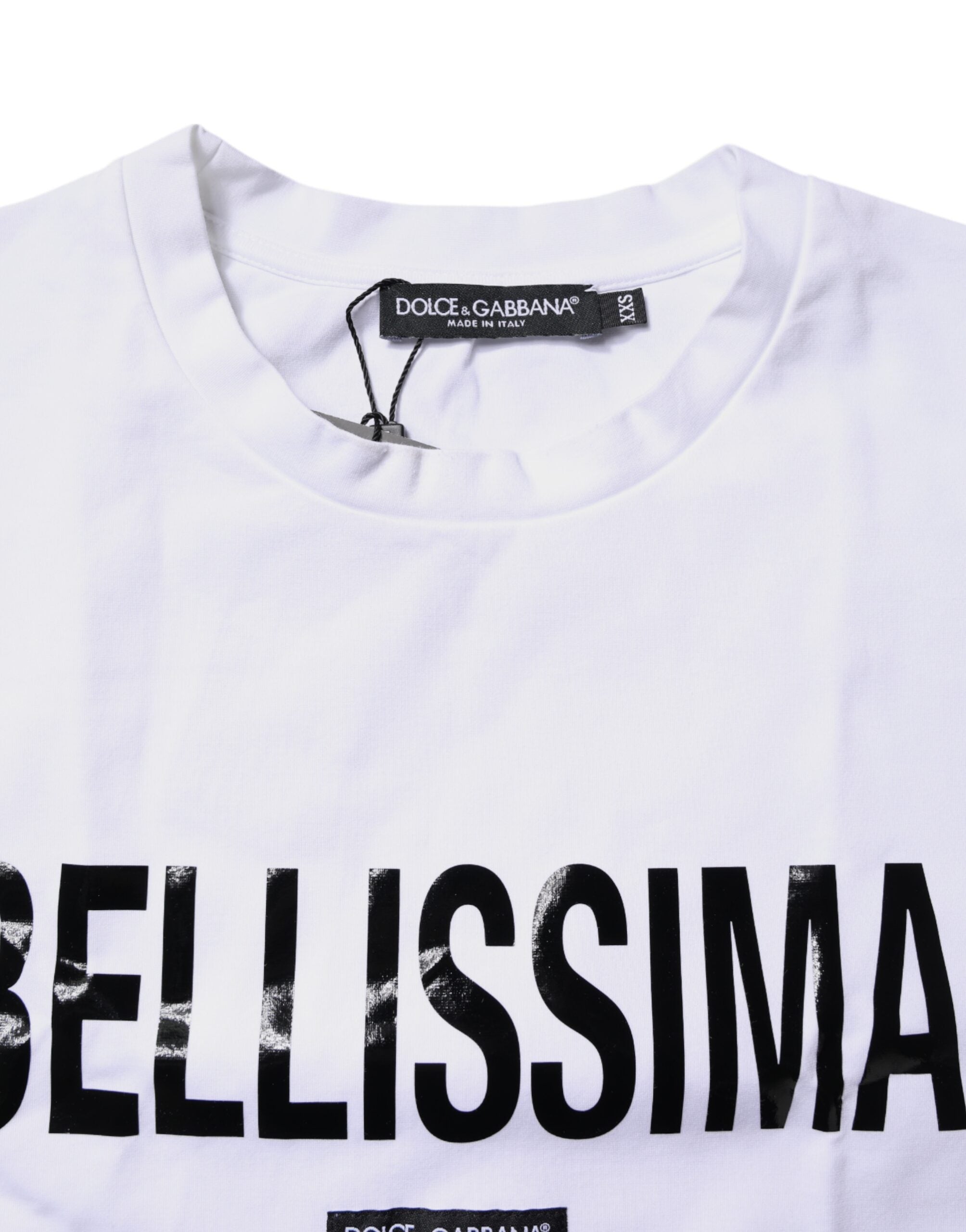 Dolce & Gabbana White Bellissima Cotton Crew Neck Women's T-shirt (Pre-Owned)