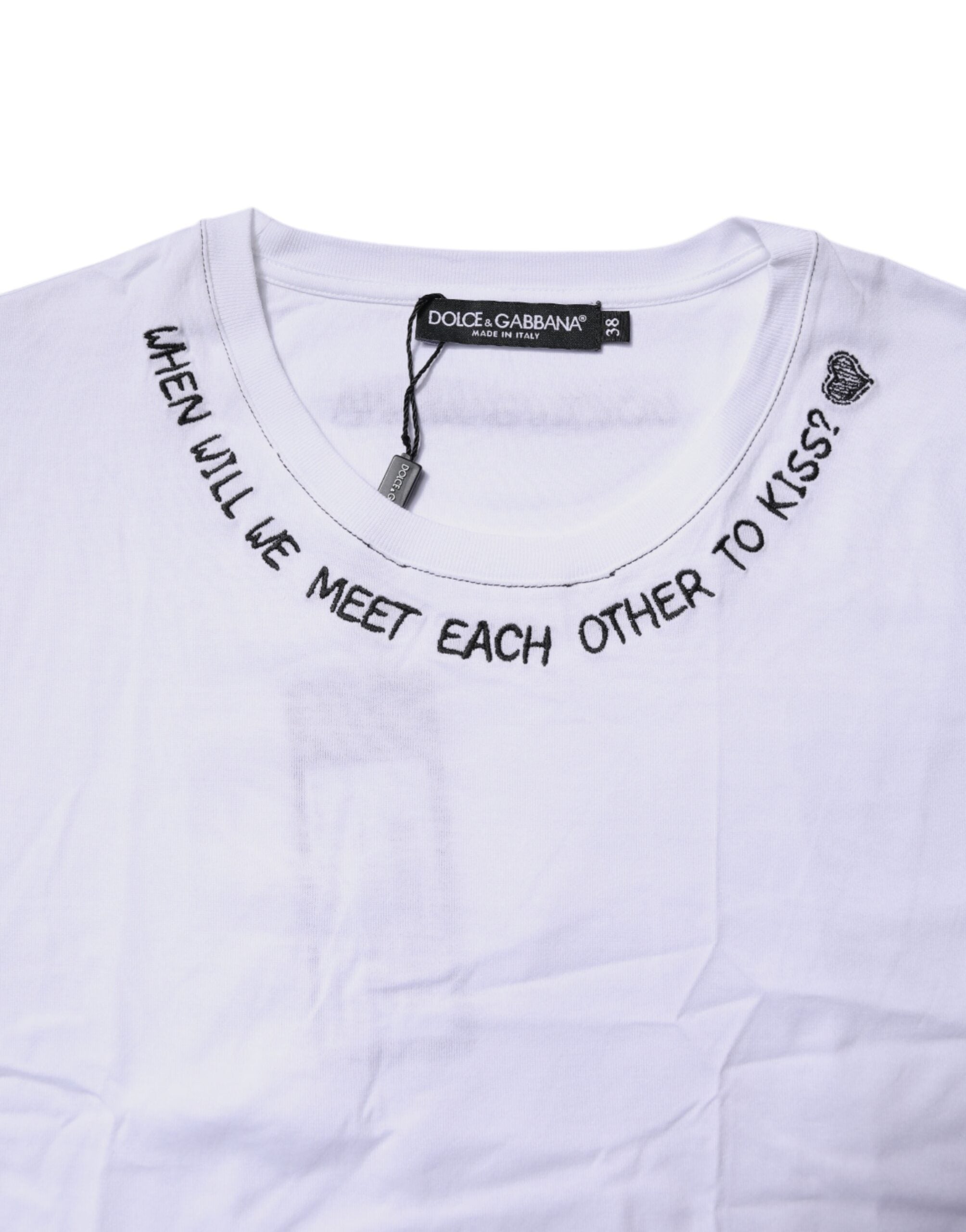 Dolce & Gabbana White Cotton Sleeveless Printed Tank Women's T-shirt (Pre-Owned)