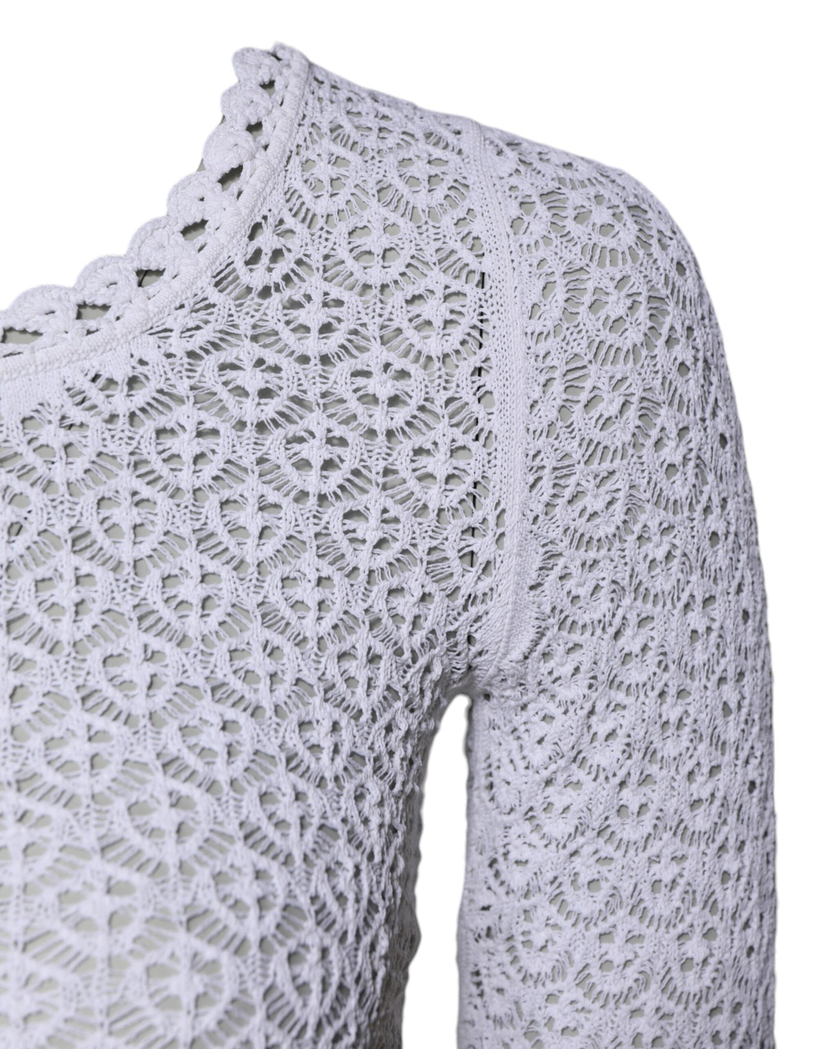 Dolce & Gabbana White Viscose Short Sleeve Crochet Women's Top (Pre-Owned)