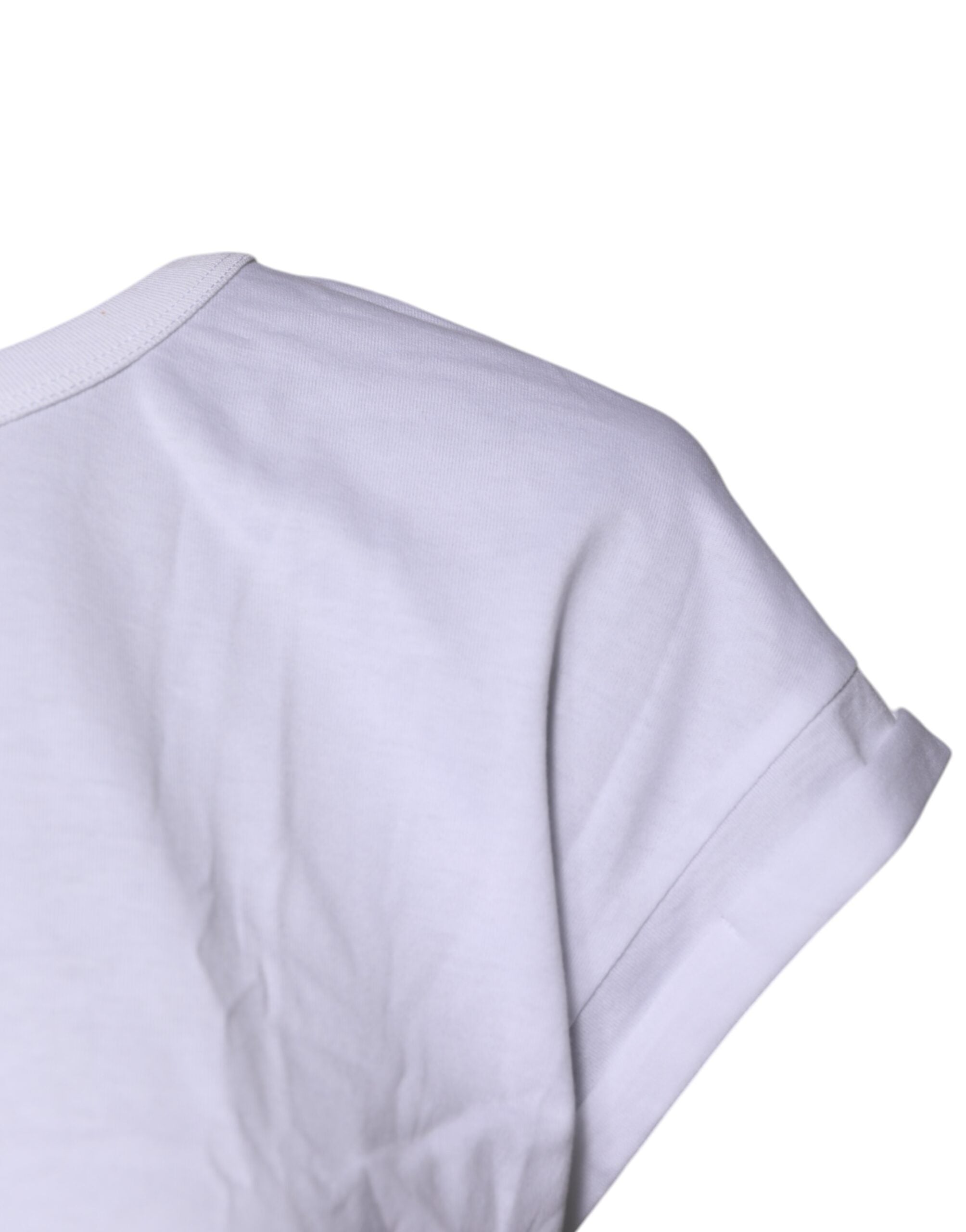 Dolce & Gabbana White Cotton Crew Neck Cropped Top Women's T-shirt (Pre-Owned)