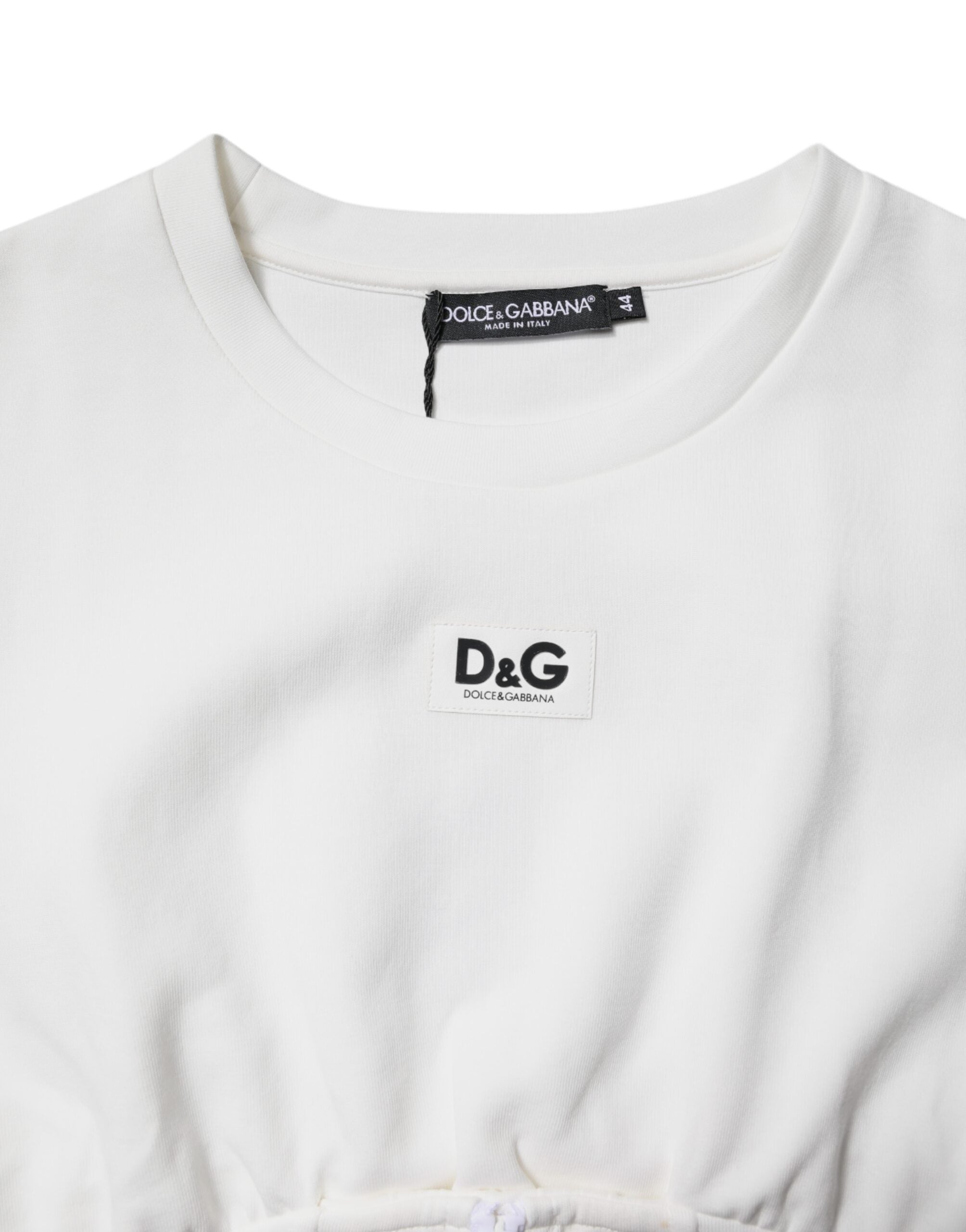 Dolce & Gabbana White Cotton Blend 3/4 Sleeves Blouse Women's Top (Pre-Owned)