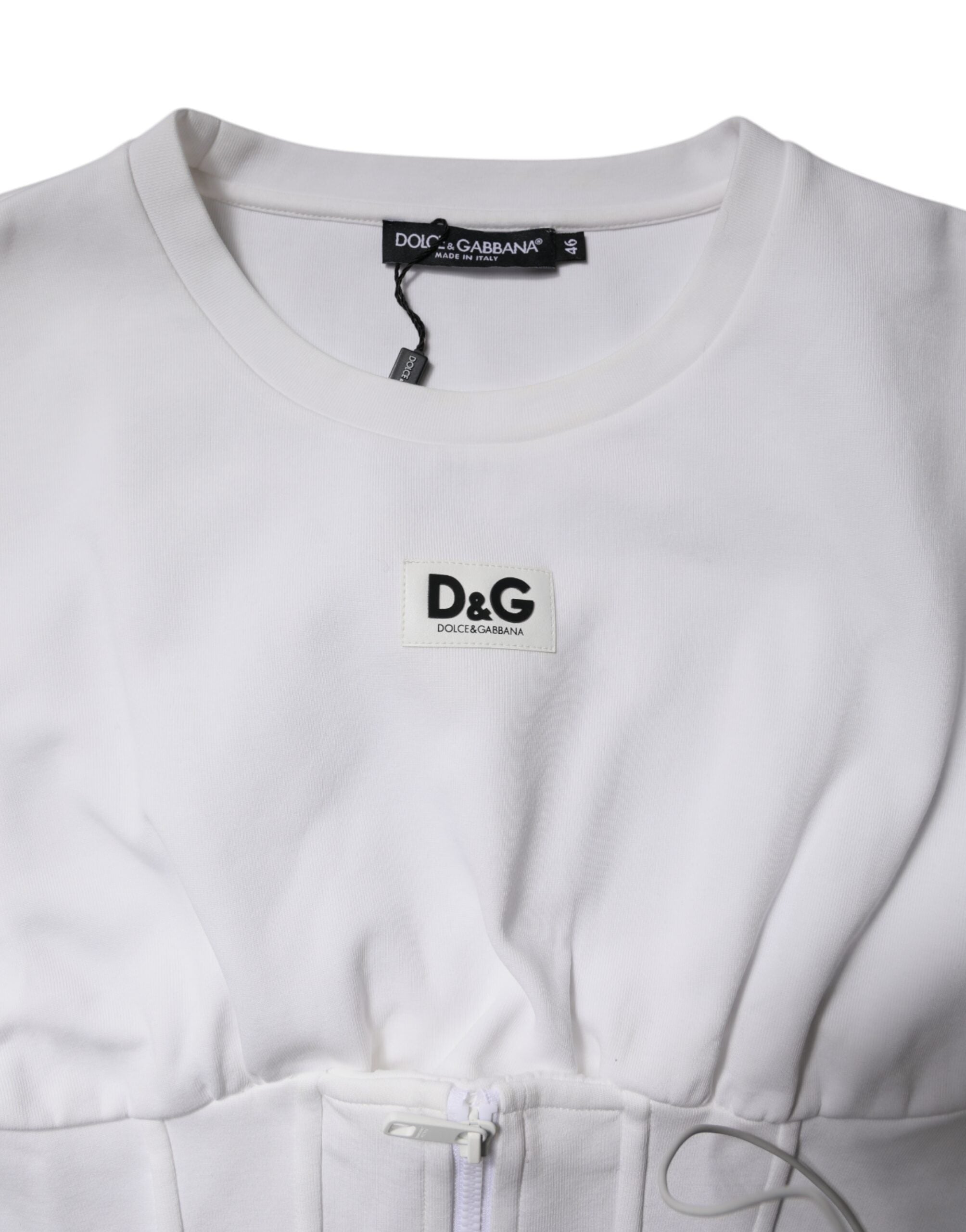 Dolce & Gabbana White Cotton Blend 3/4 Sleeves Blouse Women's Top (Pre-Owned)