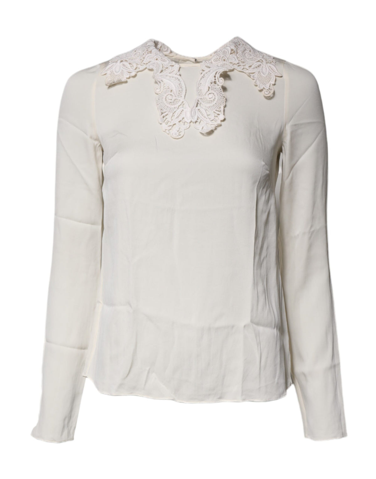Dolce & Gabbana Cream Floral Lace Long Sleeves Blouse Women's Top (Pre-Owned)
