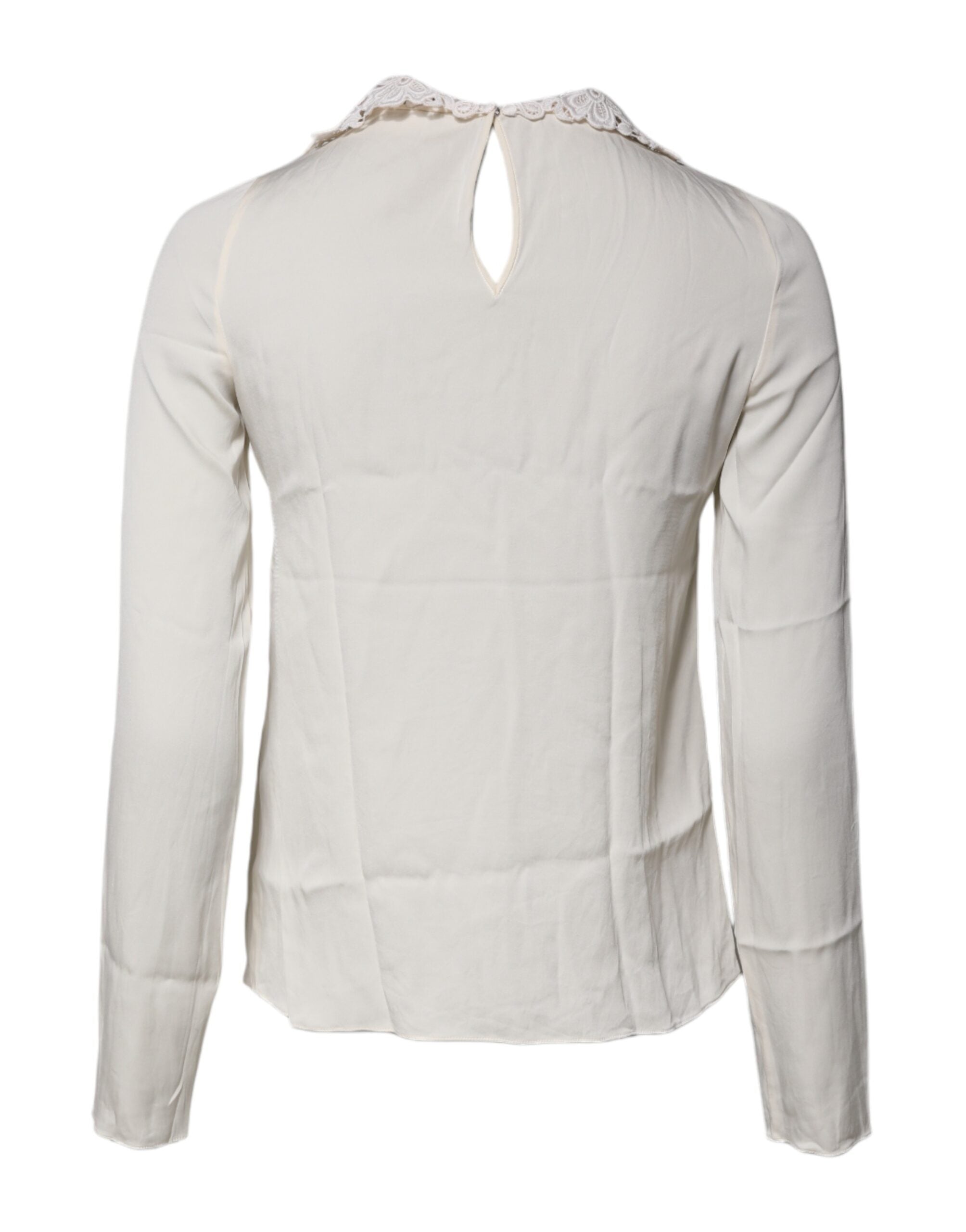 Dolce & Gabbana Cream Floral Lace Long Sleeves Blouse Women's Top (Pre-Owned)