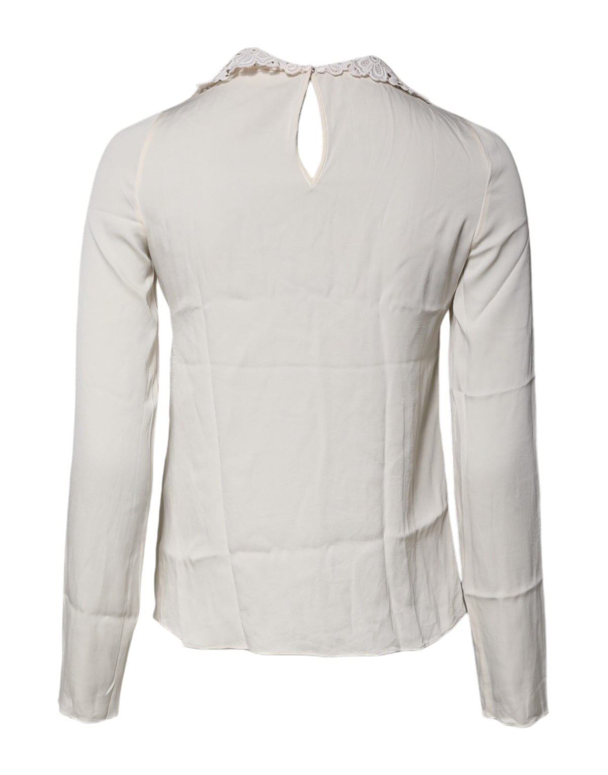 Dolce & Gabbana Cream Floral Lace Long Sleeves Blouse Women's Top (Pre-Owned)
