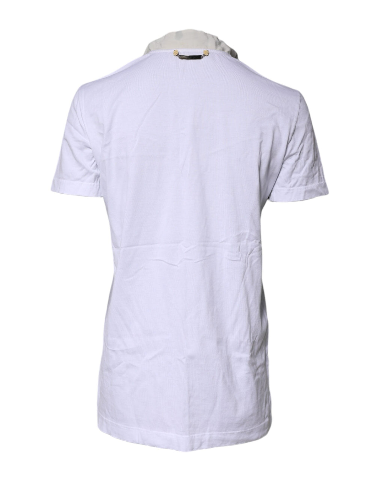 Dolce & Gabbana White Cotton Silk Blend Ascot Collar Women's T-shirt (Pre-Owned)