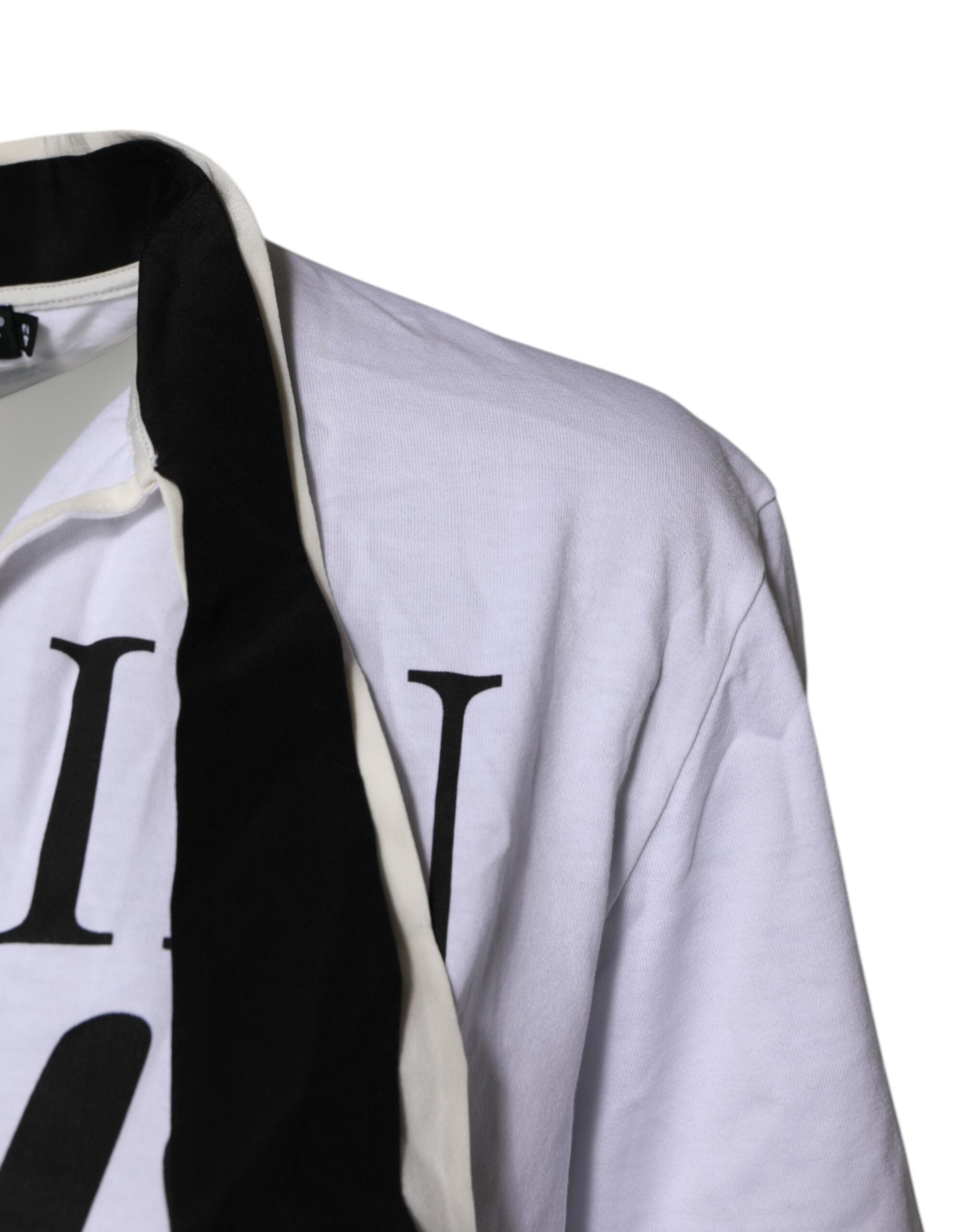 Dolce & Gabbana White Cotton Silk Blend Ascot Collar Women's T-shirt (Pre-Owned)