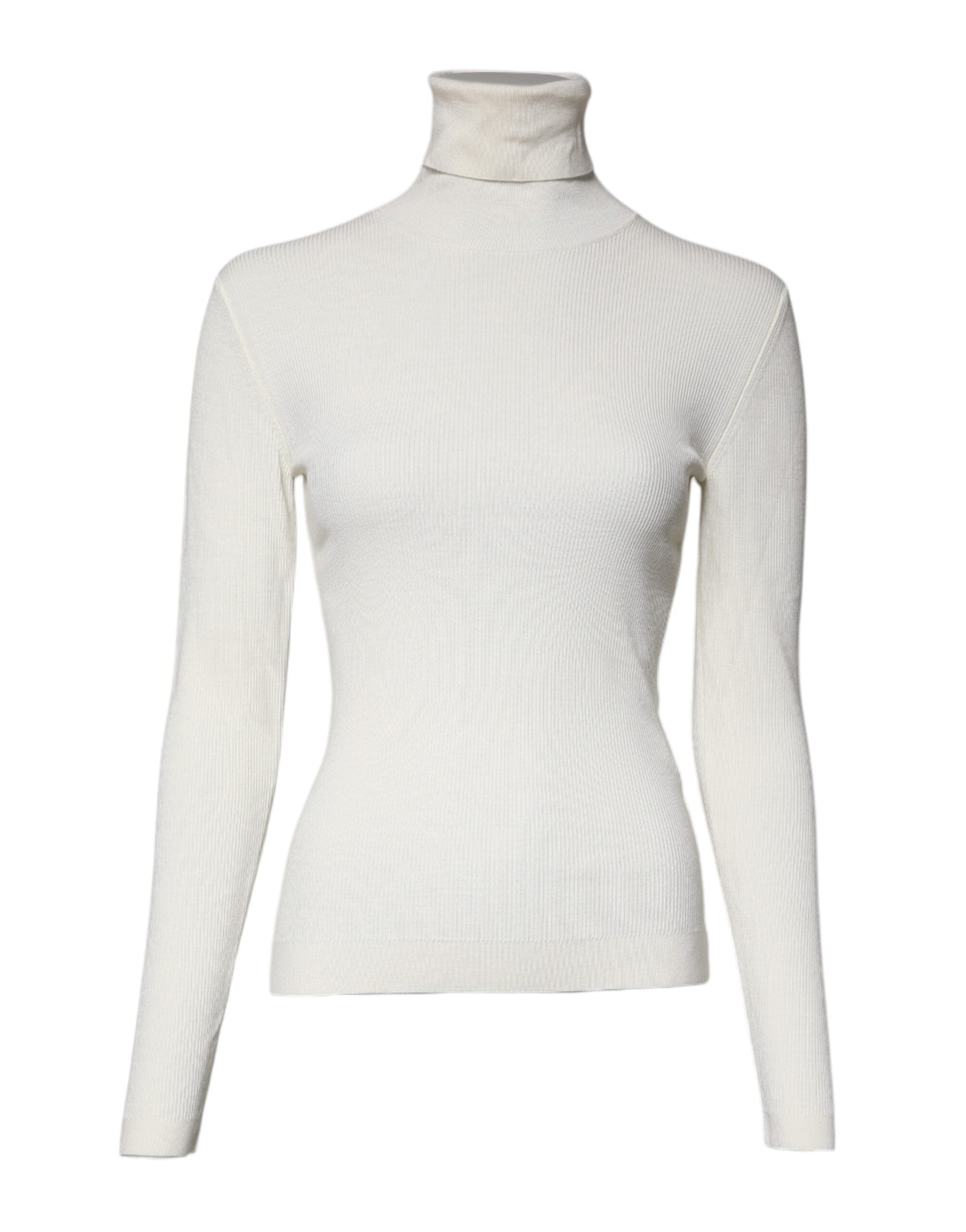 Dolce & Gabbana Cream Long Sleeves Turtleneck Slim Women's Sweater (Pre-Owned)