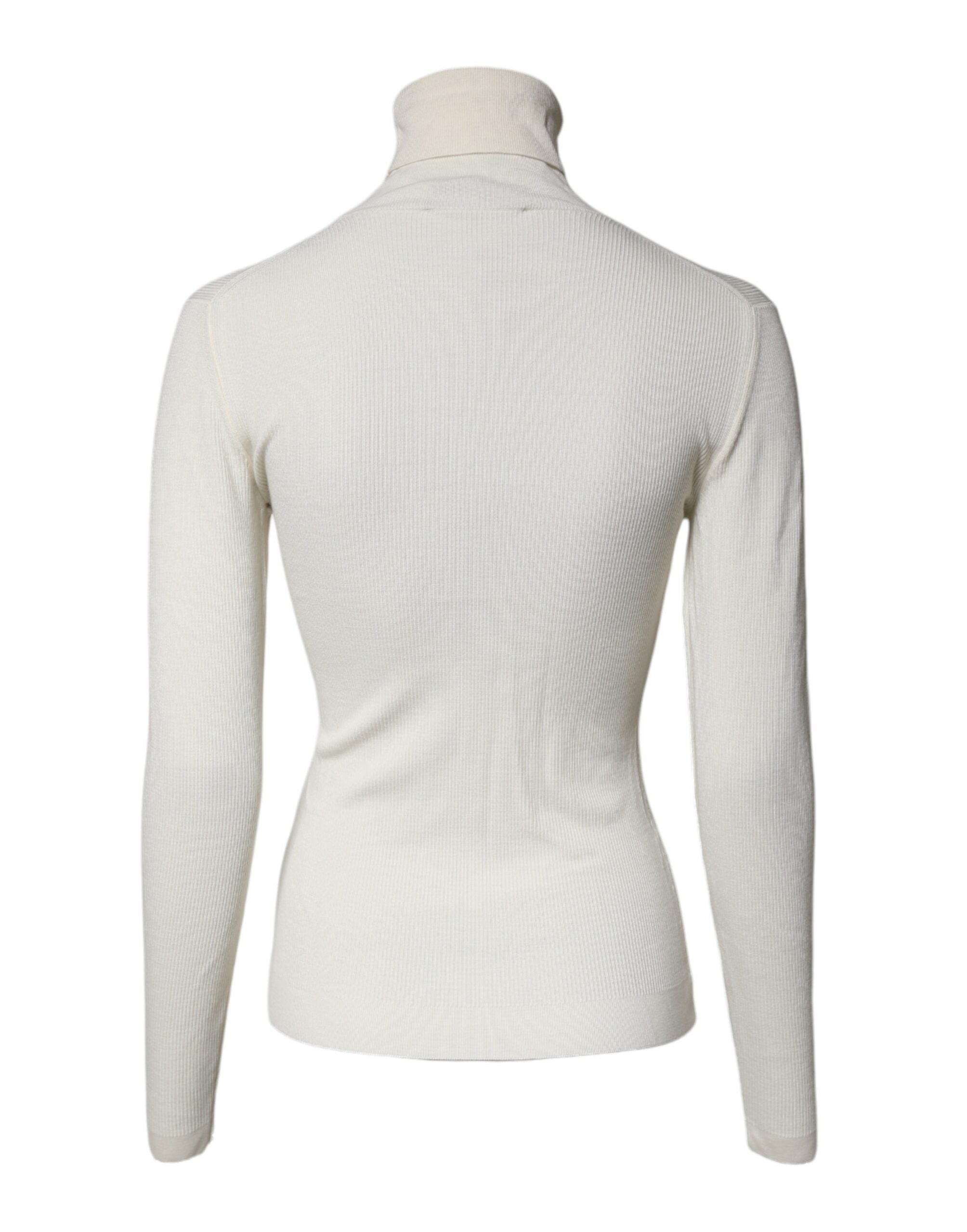 Dolce & Gabbana Cream Long Sleeves Turtleneck Slim Women's Sweater (Pre-Owned)
