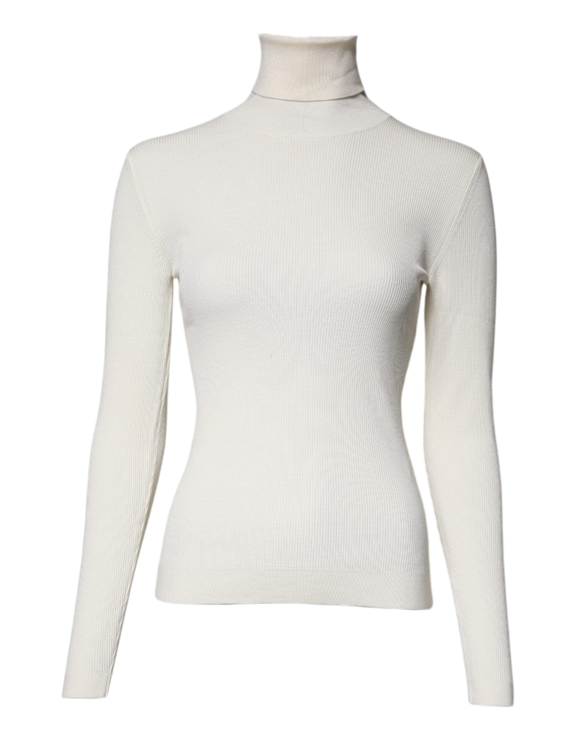 Dolce & Gabbana Cream Long Sleeves Turtleneck Slim Women's Sweater (Pre-Owned)