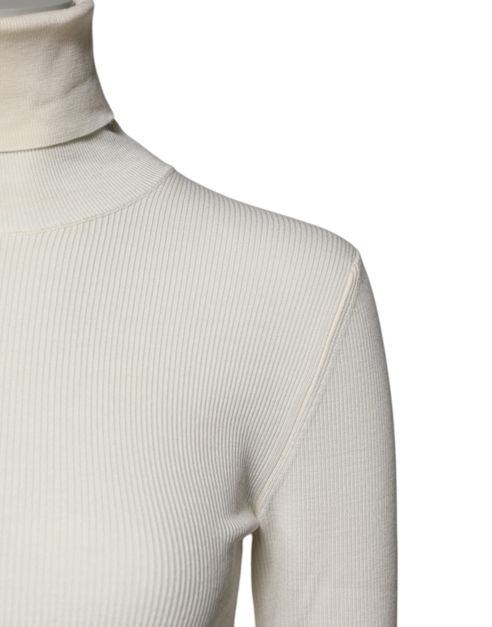 Dolce & Gabbana Cream Long Sleeves Turtleneck Slim Women's Sweater (Pre-Owned)