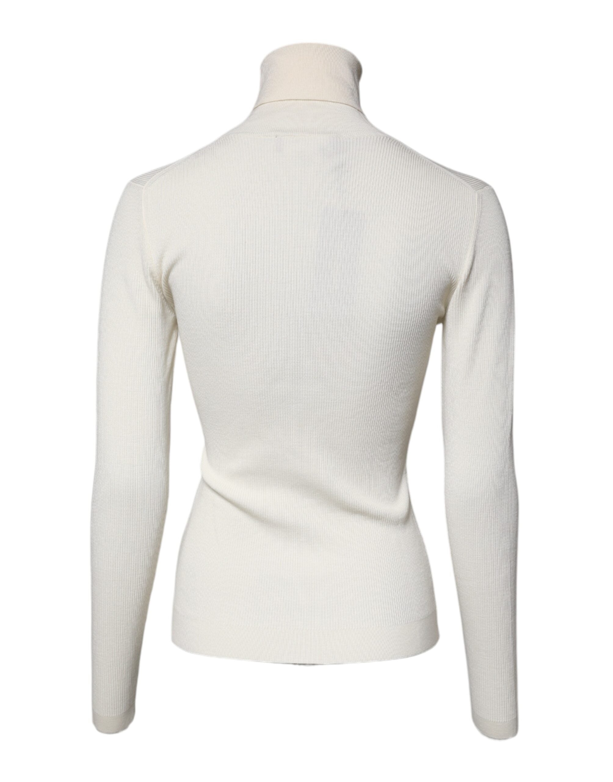 Dolce & Gabbana Cream Long Sleeves Turtleneck Slim Women's Sweater (Pre-Owned)