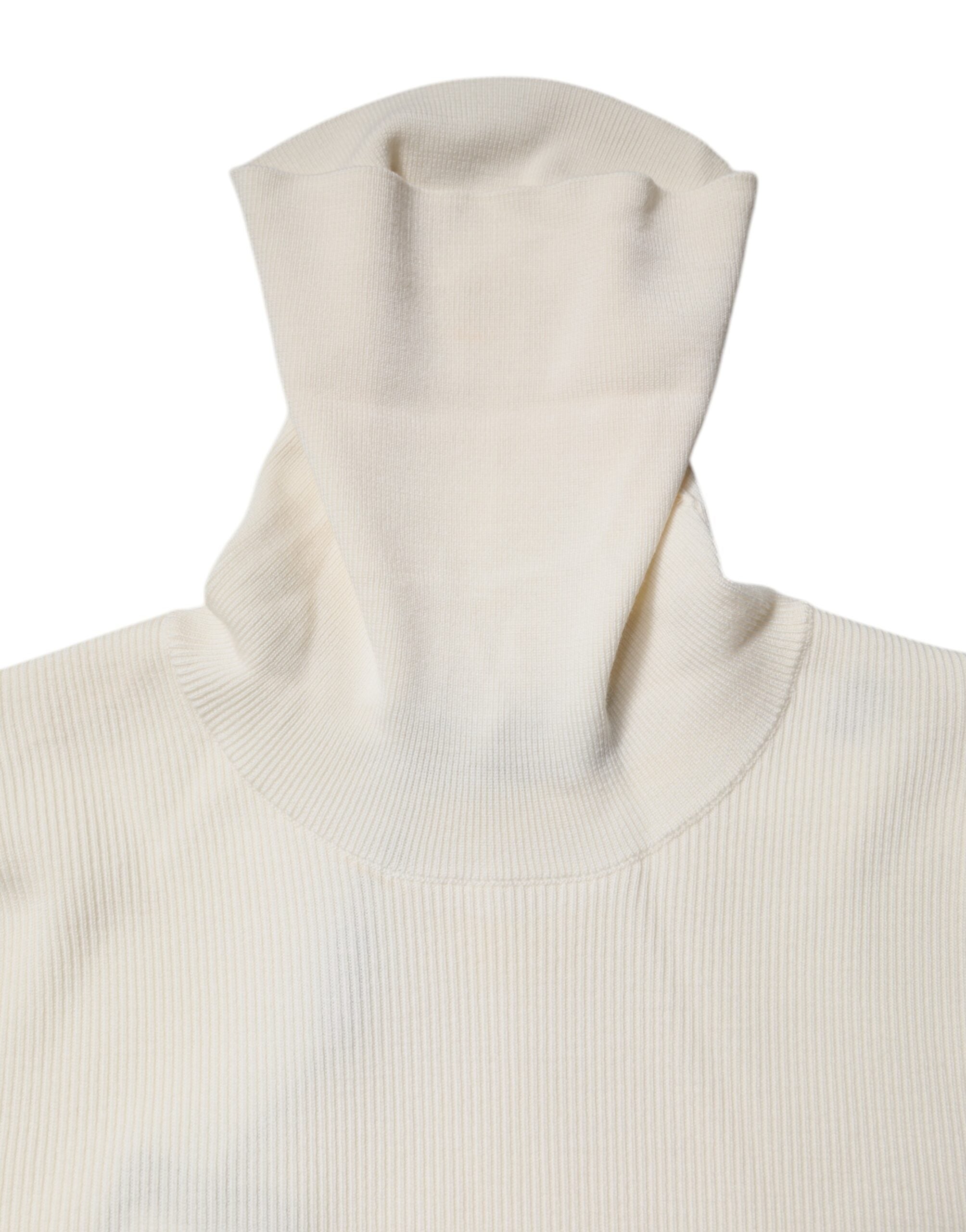Dolce & Gabbana Cream Long Sleeves Turtleneck Slim Women's Sweater (Pre-Owned)