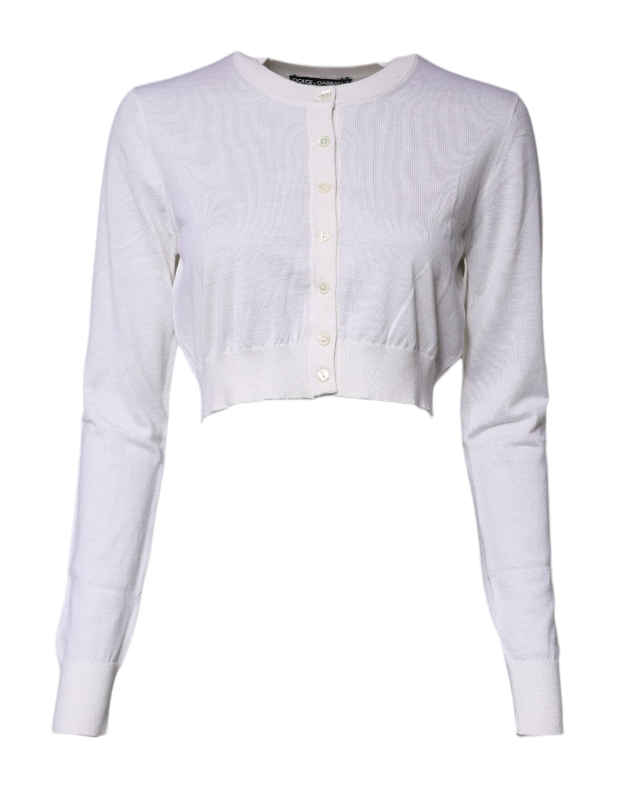 Dolce & Gabbana Cream Cashmere Knit Cropped Cardigan Women's Sweater (Pre-Owned)