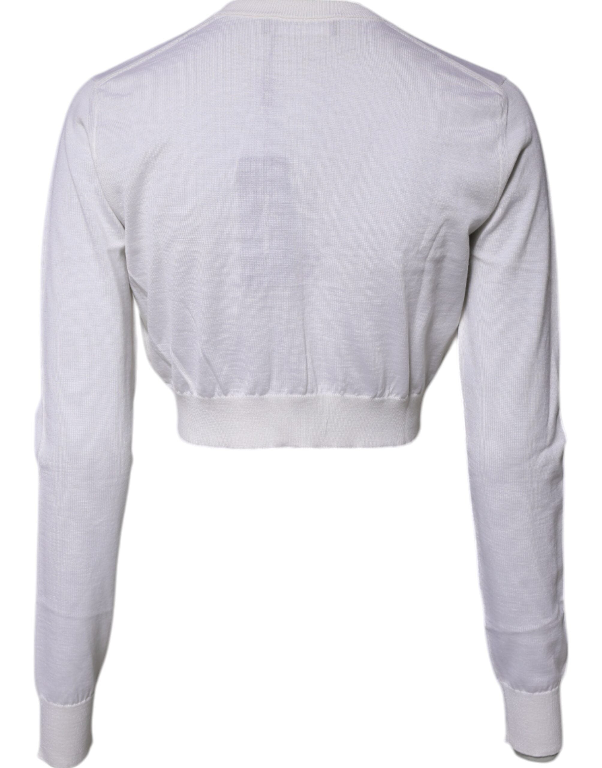 Dolce & Gabbana Cream Cashmere Knit Cropped Cardigan Women's Sweater (Pre-Owned)