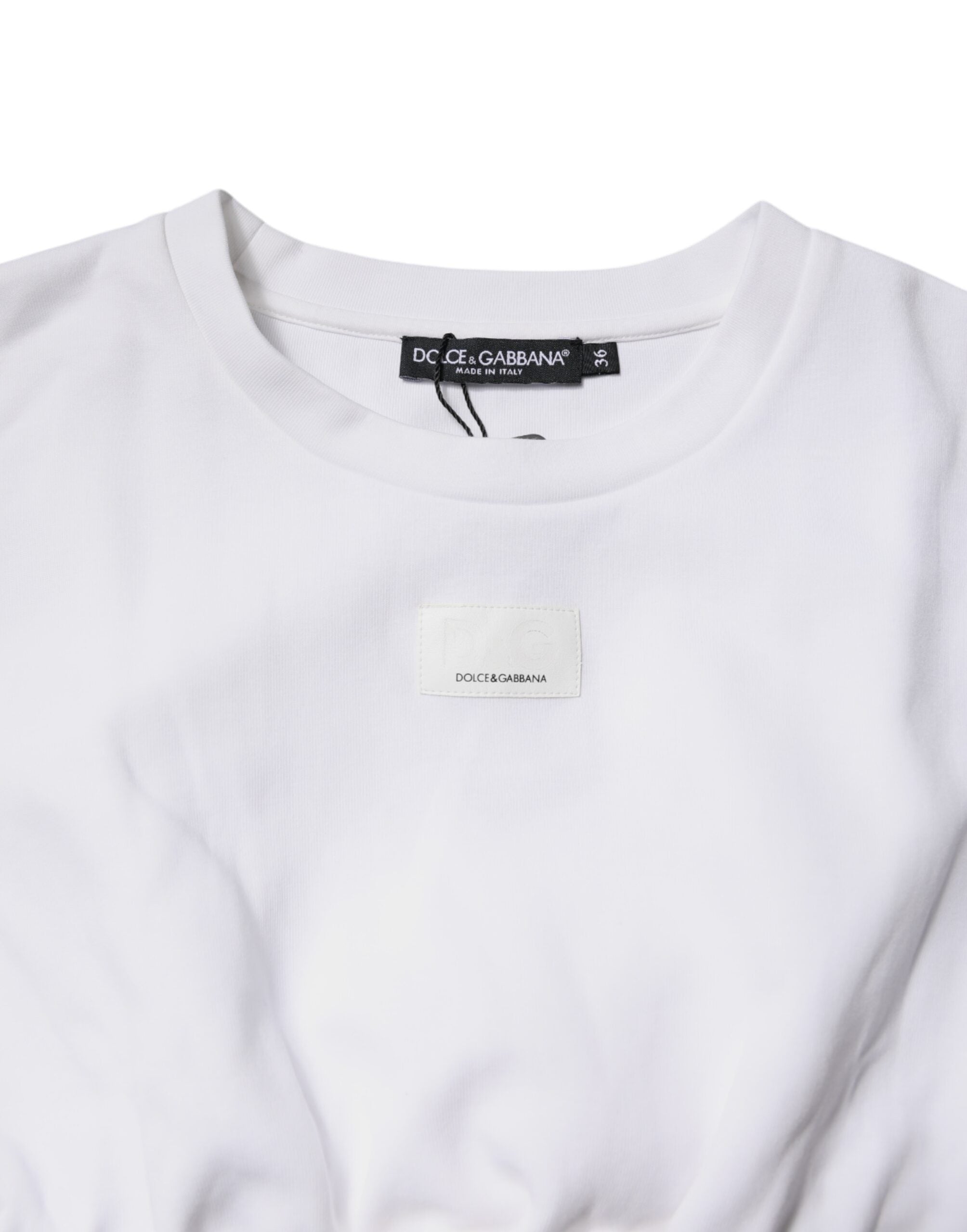 Dolce & Gabbana White Cotton Blend 3/4 Sleeves Blouse Women's Top (Pre-Owned)