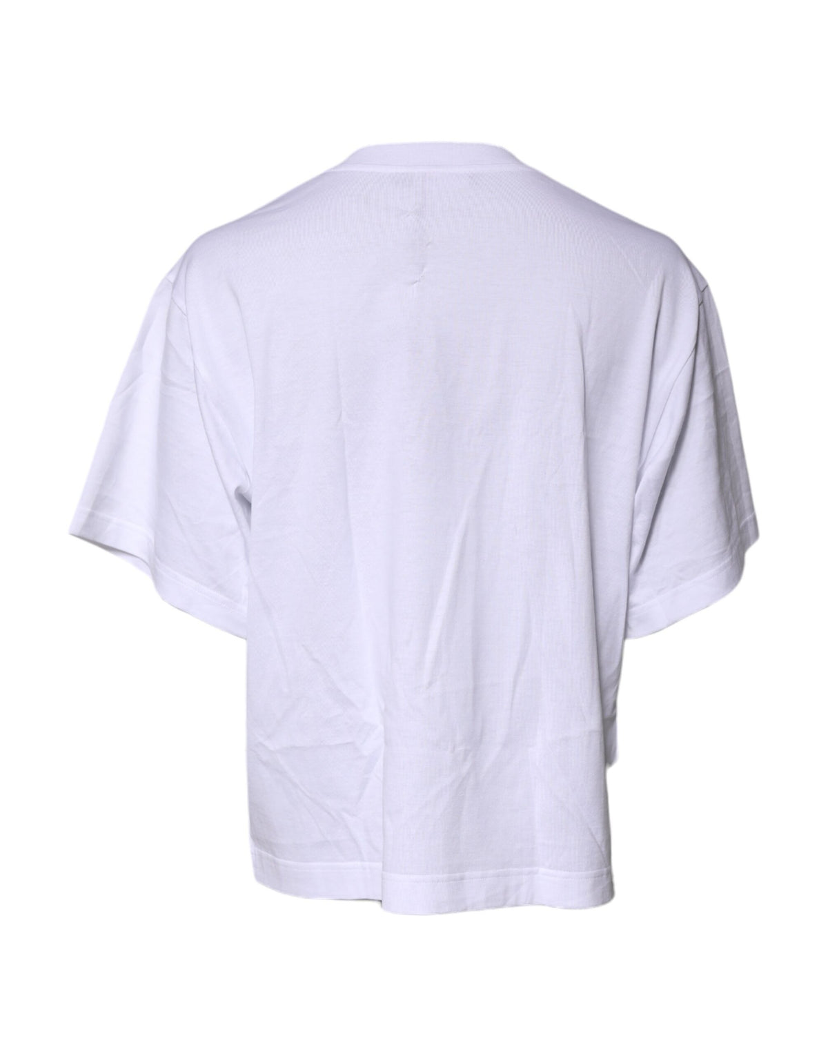Dolce & Gabbana White Printed Round Neck Top Cotton Women's T-shirt (Pre-Owned)