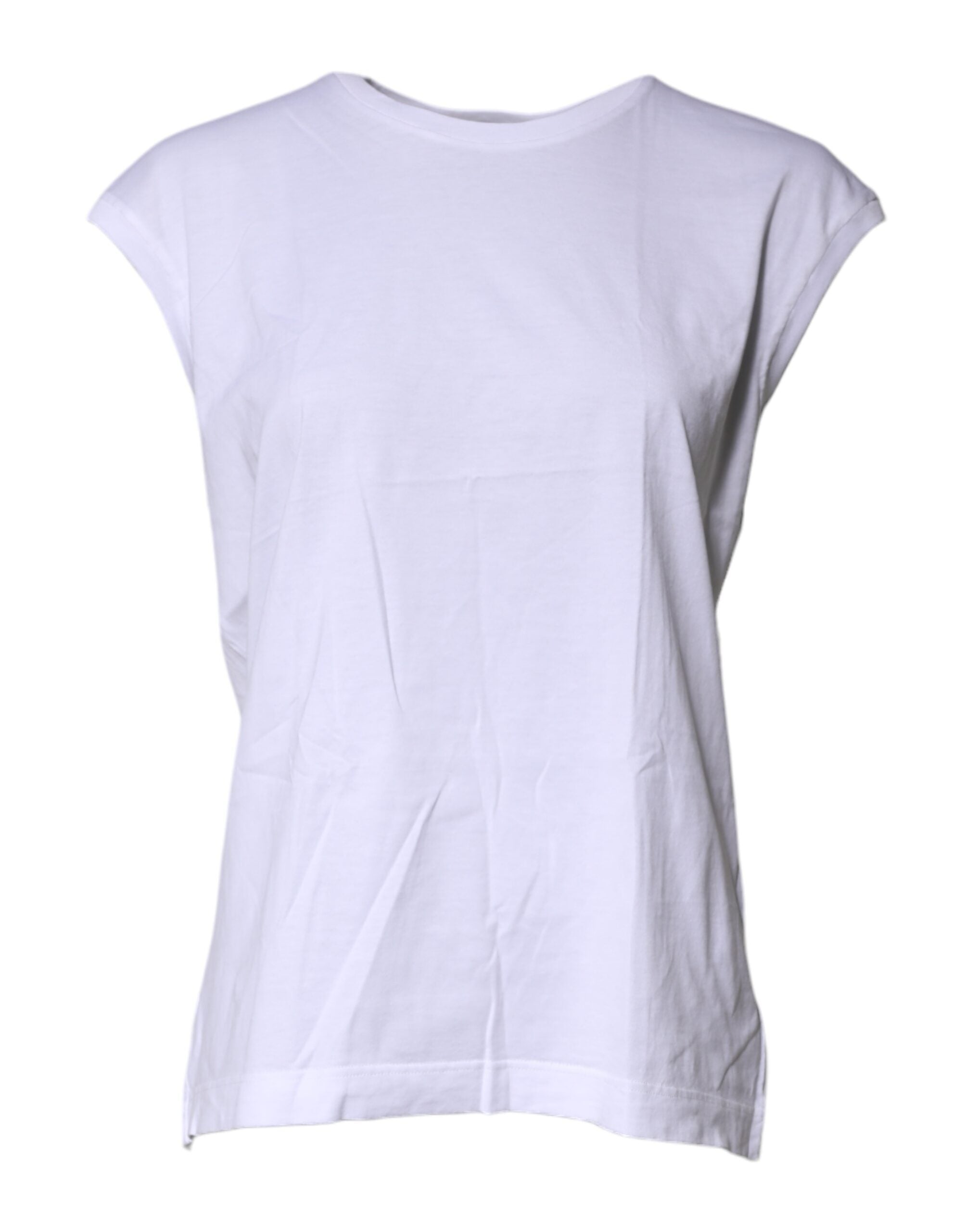 Dolce & Gabbana White Cotton Sleeveless Round Neck Tank Women's Top (Pre-Owned)