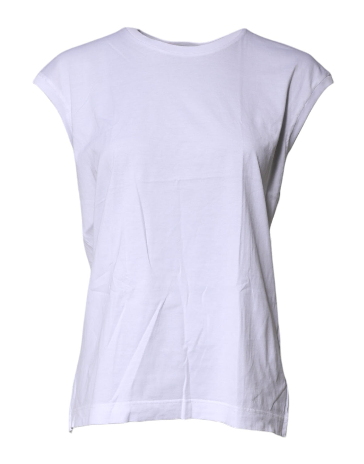 Dolce & Gabbana White Cotton Sleeveless Round Neck Tank Women's Top (Pre-Owned)