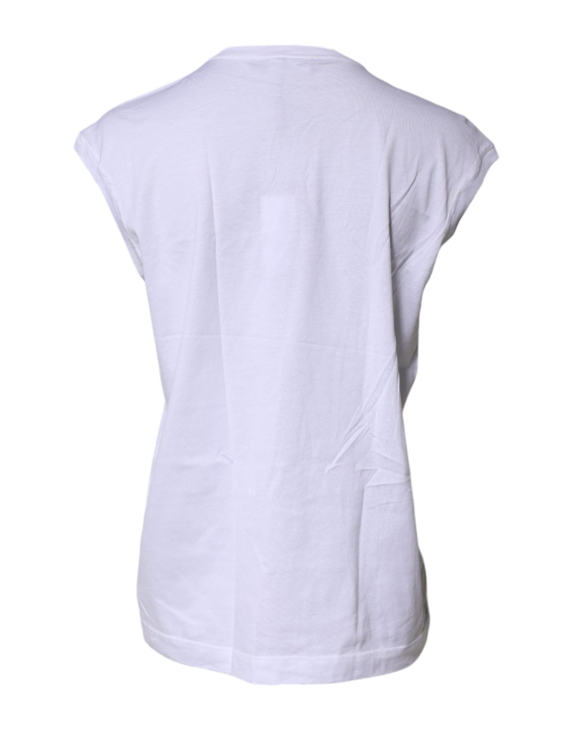 Dolce & Gabbana White Cotton Sleeveless Round Neck Tank Women's Top (Pre-Owned)