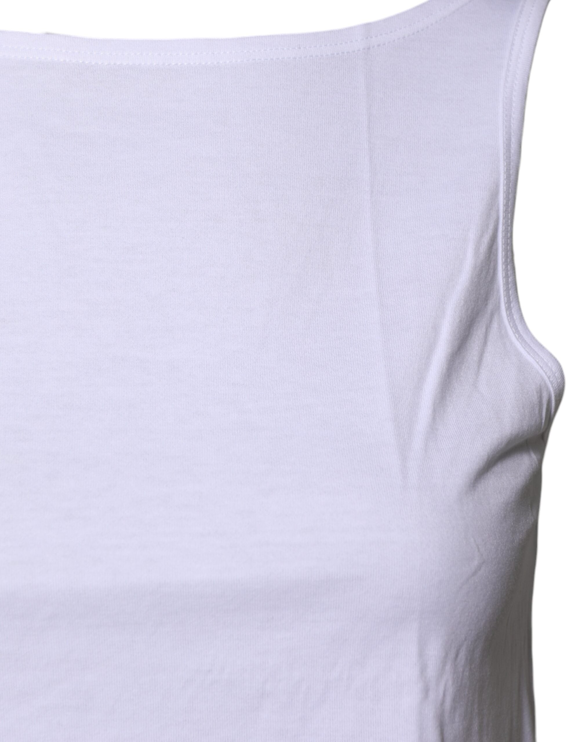 Dolce & Gabbana White Cotton Sleeveless Round Neck Tank Women's Top (Pre-Owned)
