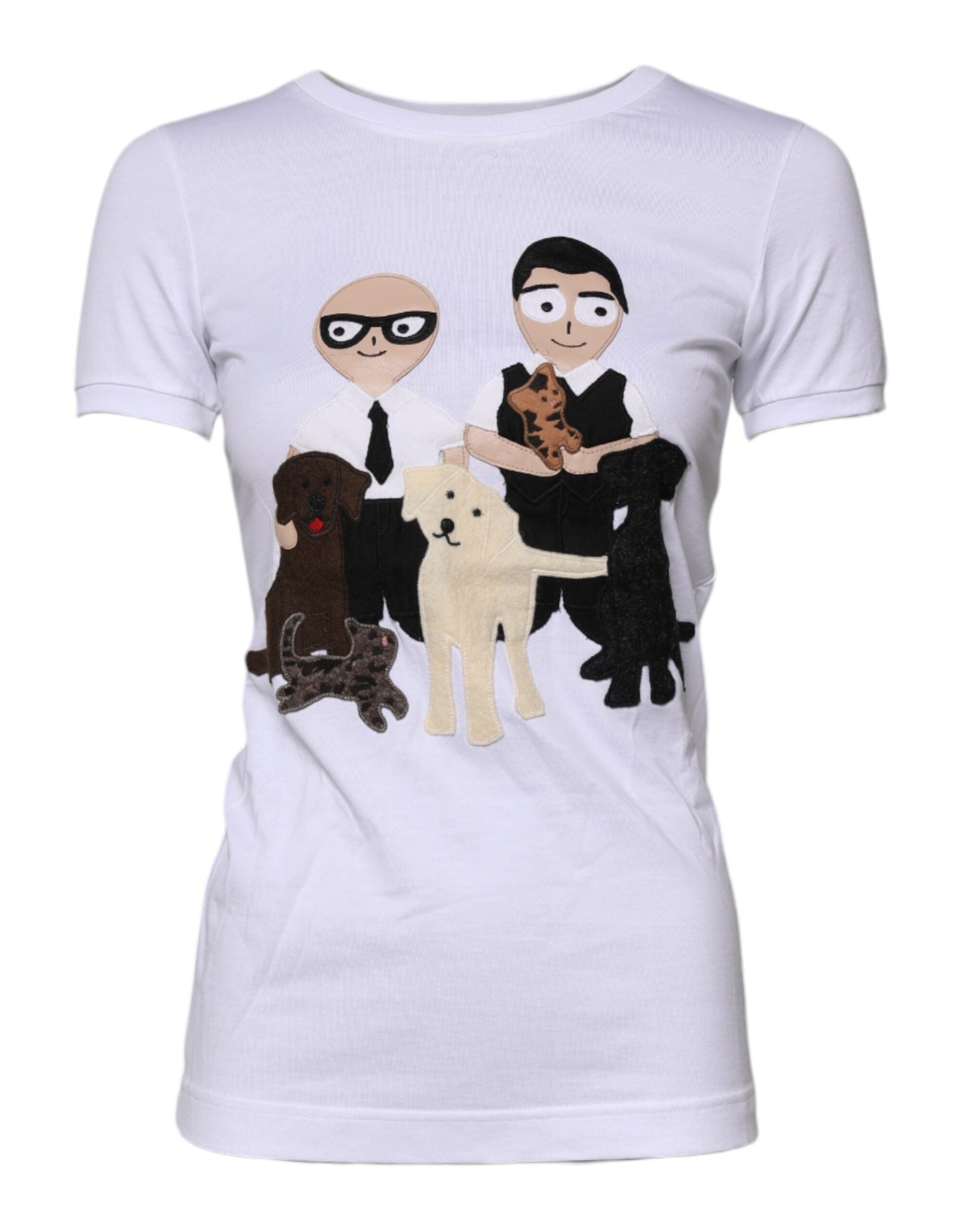 Dolce & Gabbana White #DGFAMILY Embroidery Cotton Women's T-shirt (Pre-Owned)