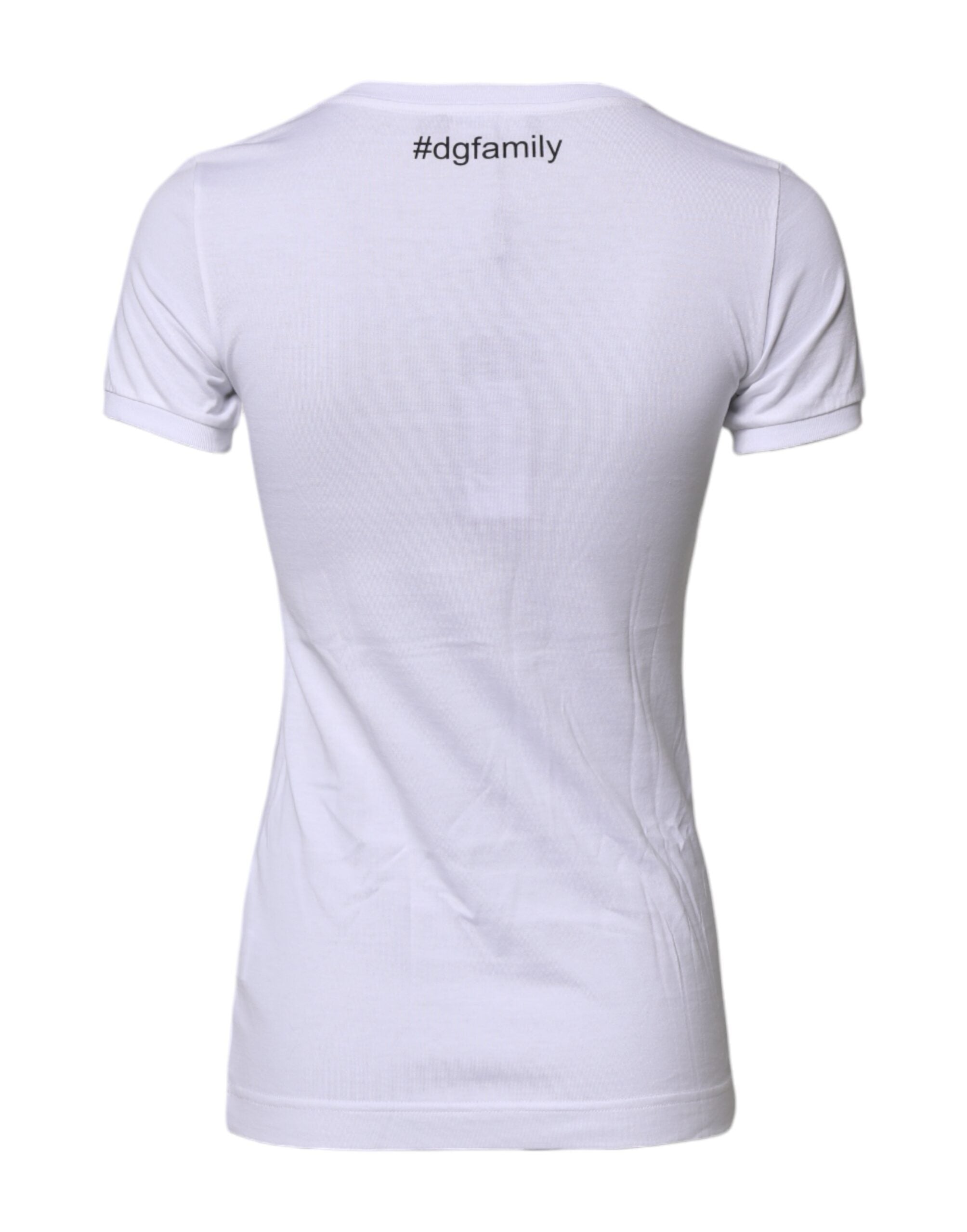 Dolce & Gabbana White #DGFAMILY Embroidery Cotton Women's T-shirt (Pre-Owned)