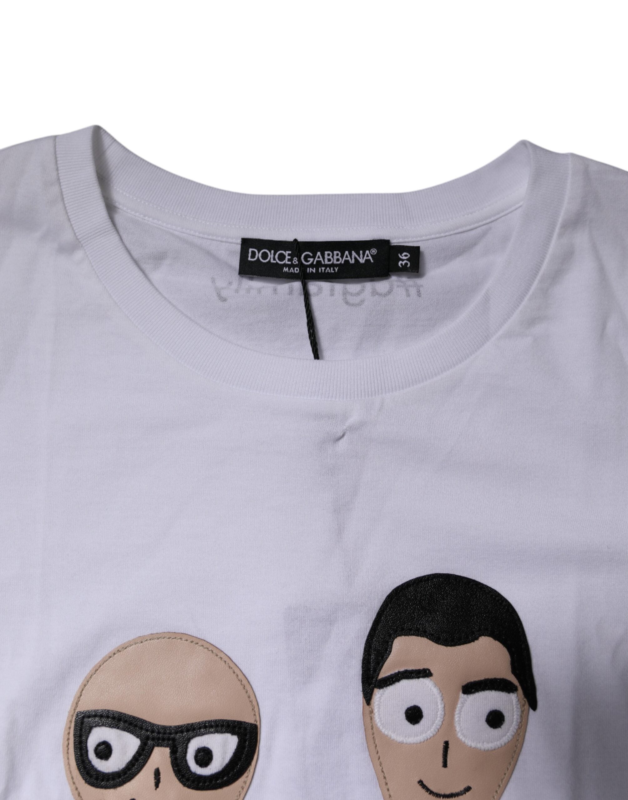 Dolce & Gabbana White #DGFAMILY Embroidery Cotton Women's T-shirt (Pre-Owned)