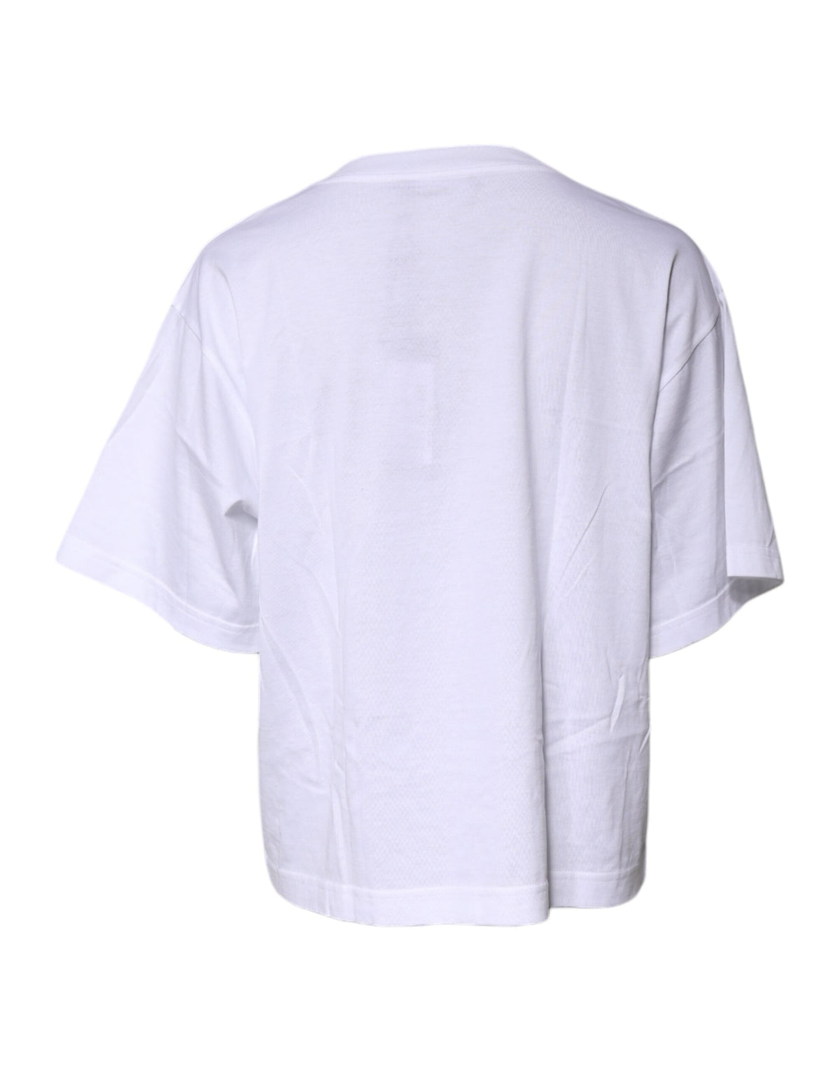 Dolce & Gabbana White Printed Round Neck Top Cotton Women's T-shirt (Pre-Owned)