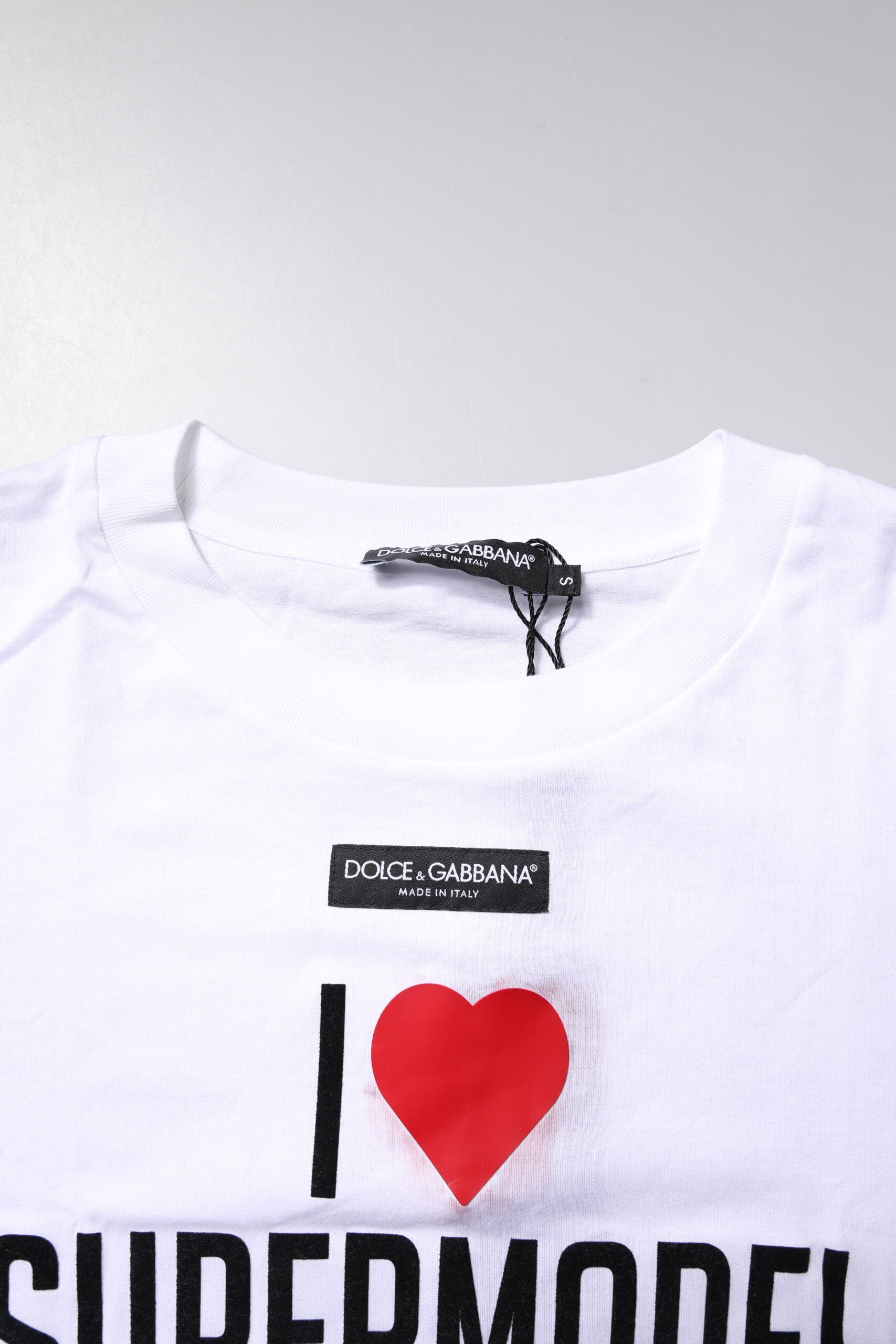 Dolce & Gabbana White Printed Round Neck Top Cotton Women's T-shirt (Pre-Owned)