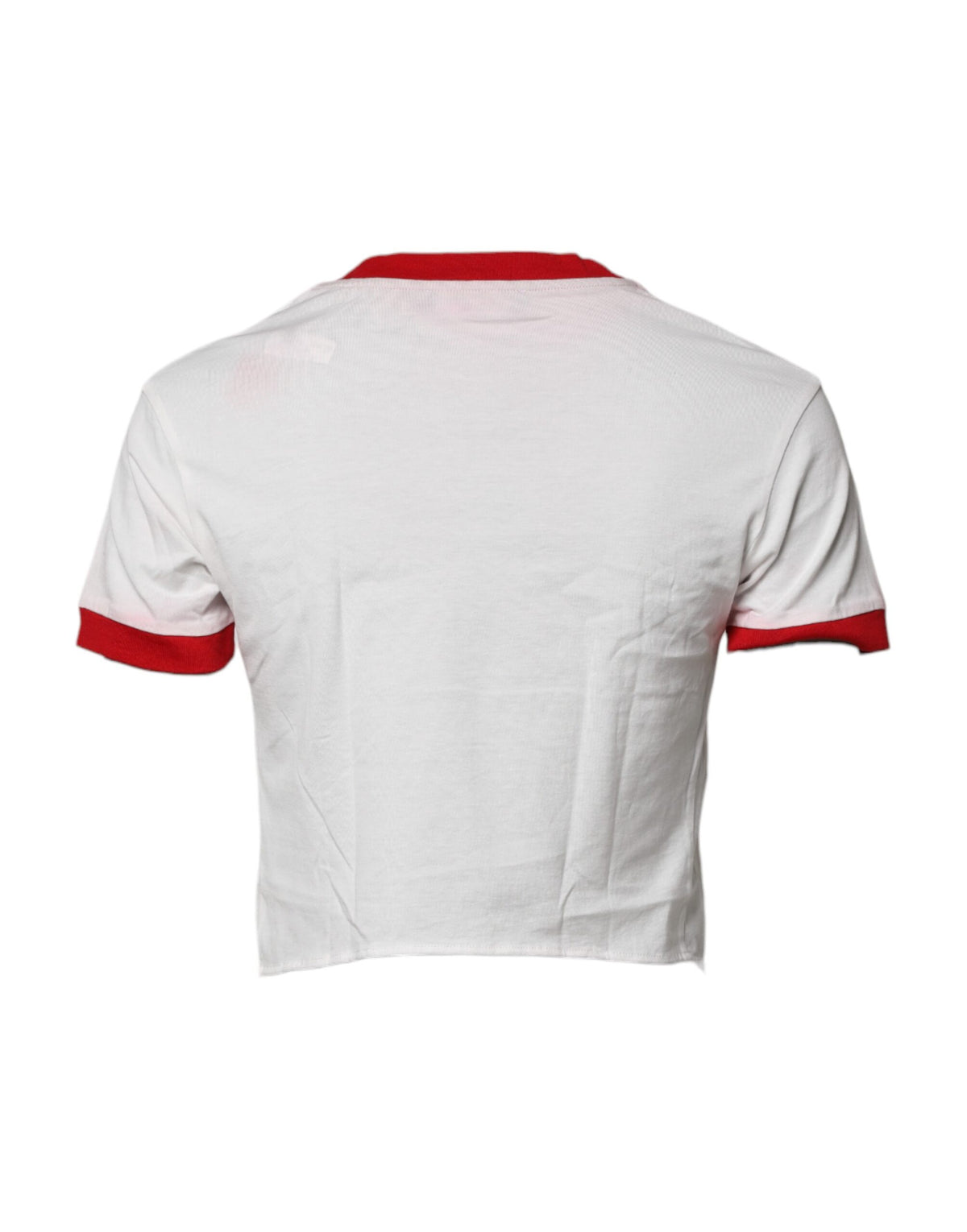 Dolce & Gabbana White Printed Round Neck Cropped Top Women's T-shirt (Pre-Owned)