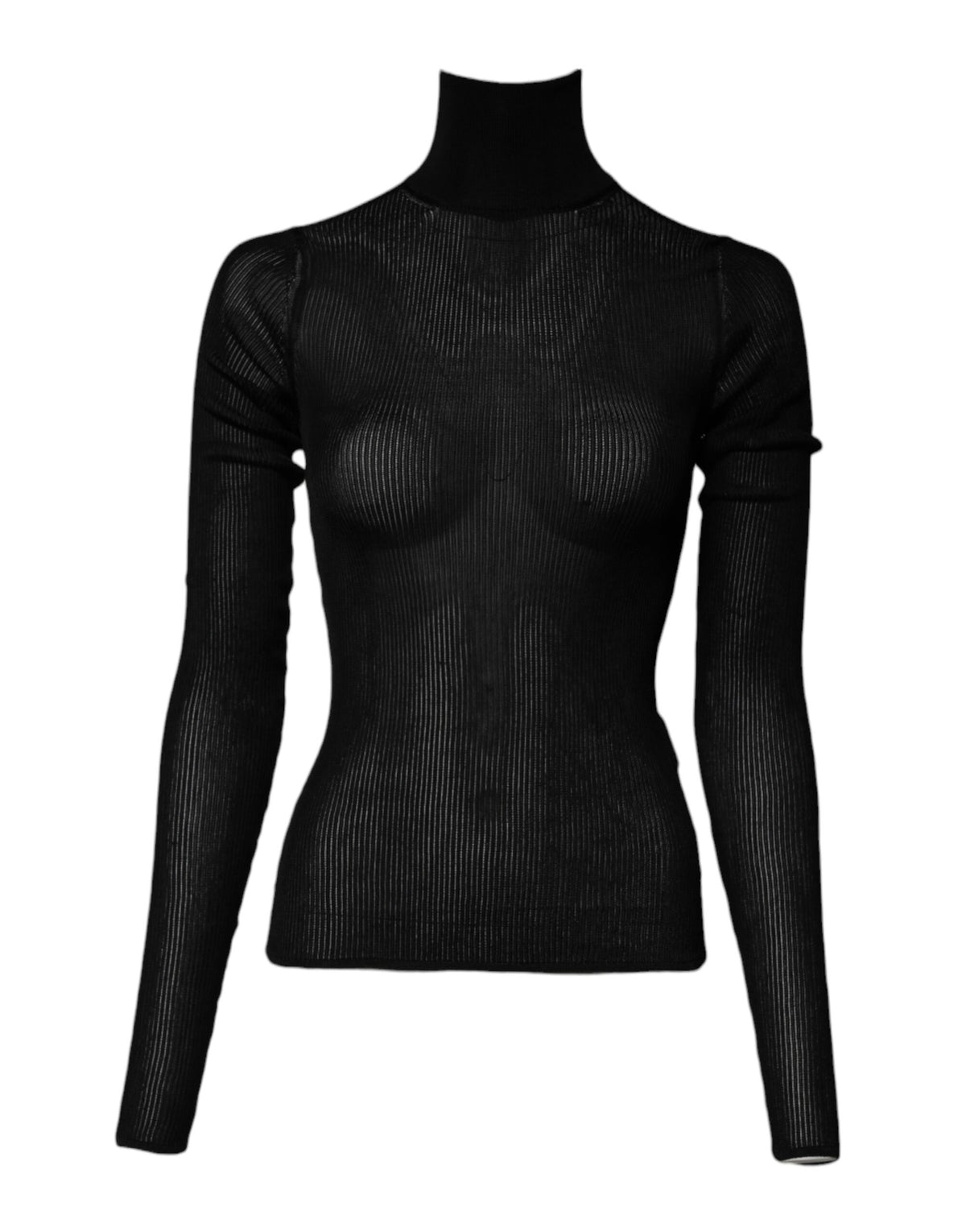 Dolce & Gabbana Black Knit Long Sleeves Turtleneck Slim Women's Top (Pre-Owned)