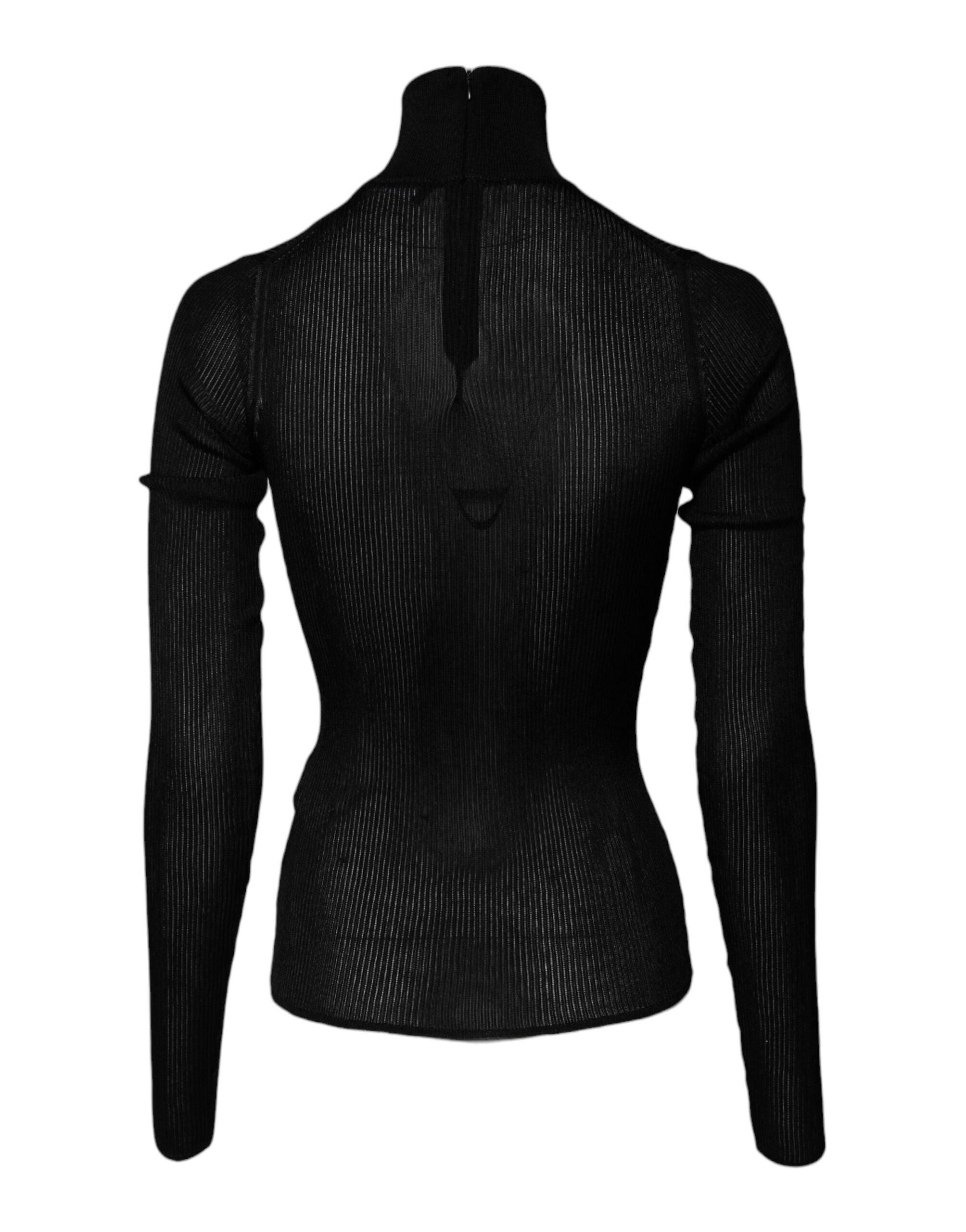 Dolce & Gabbana Black Knit Long Sleeves Turtleneck Slim Women's Top (Pre-Owned)