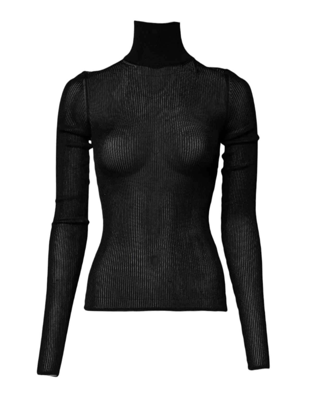 Dolce & Gabbana Black Knit Long Sleeves Turtleneck Slim Women's Top (Pre-Owned)