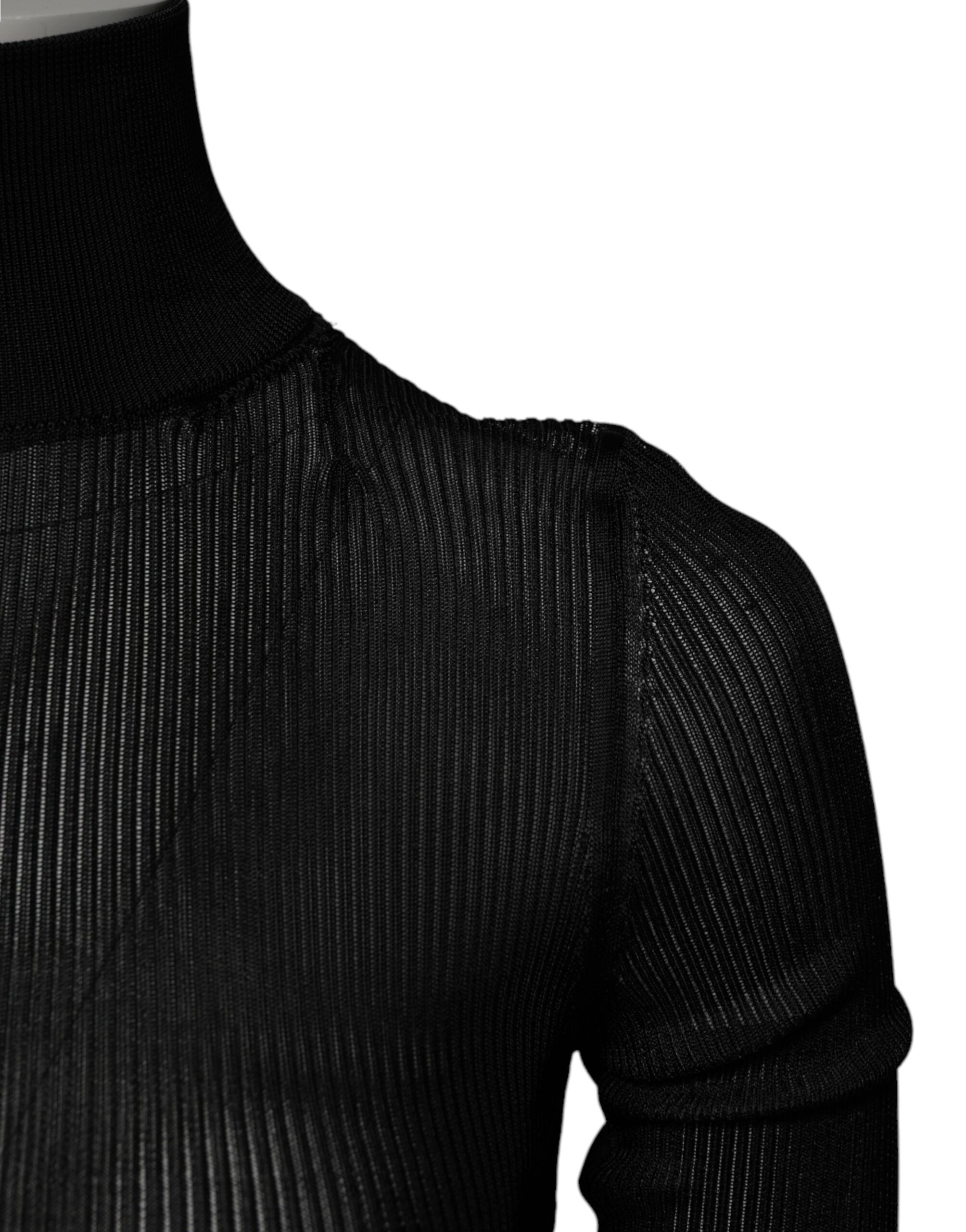 Dolce & Gabbana Black Knit Long Sleeves Turtleneck Slim Women's Top (Pre-Owned)