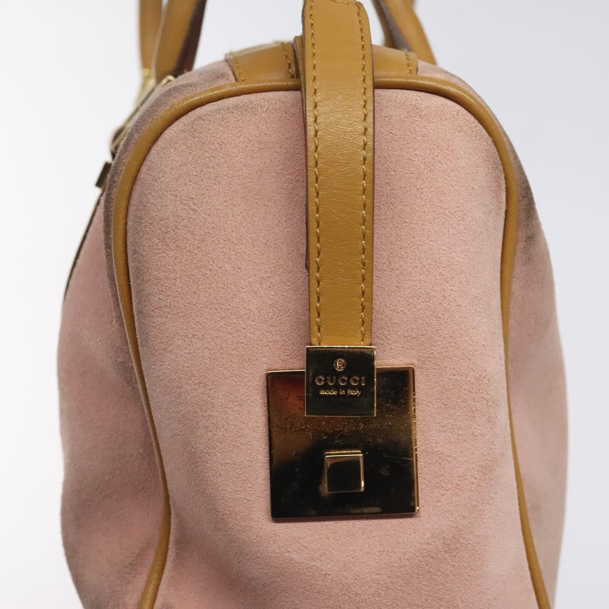 Gucci Vintage Canvas Pink Suede Handbag (Pre-Owned)