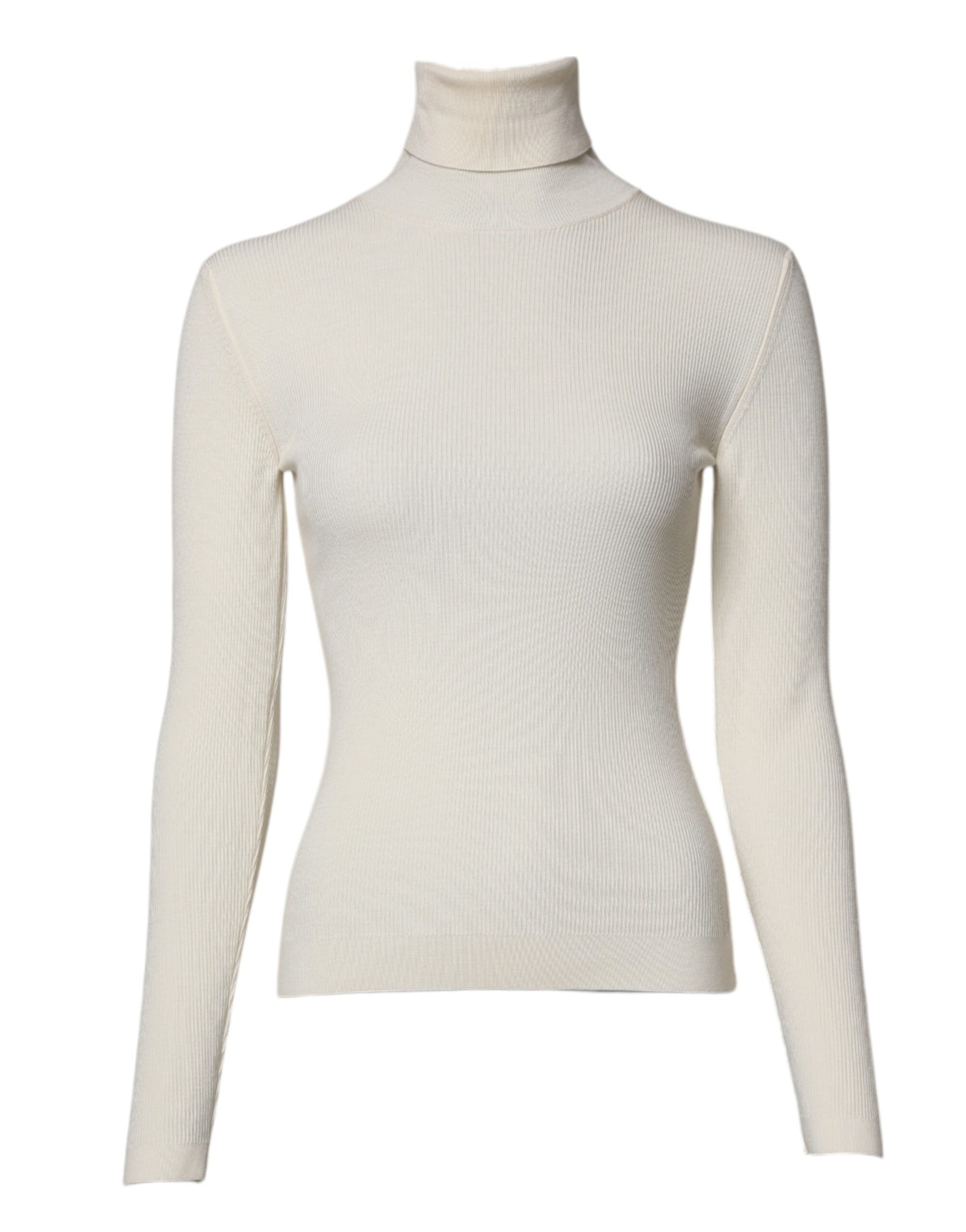 Dolce & Gabbana Cream Long Sleeves Turtleneck Slim Women's Sweater