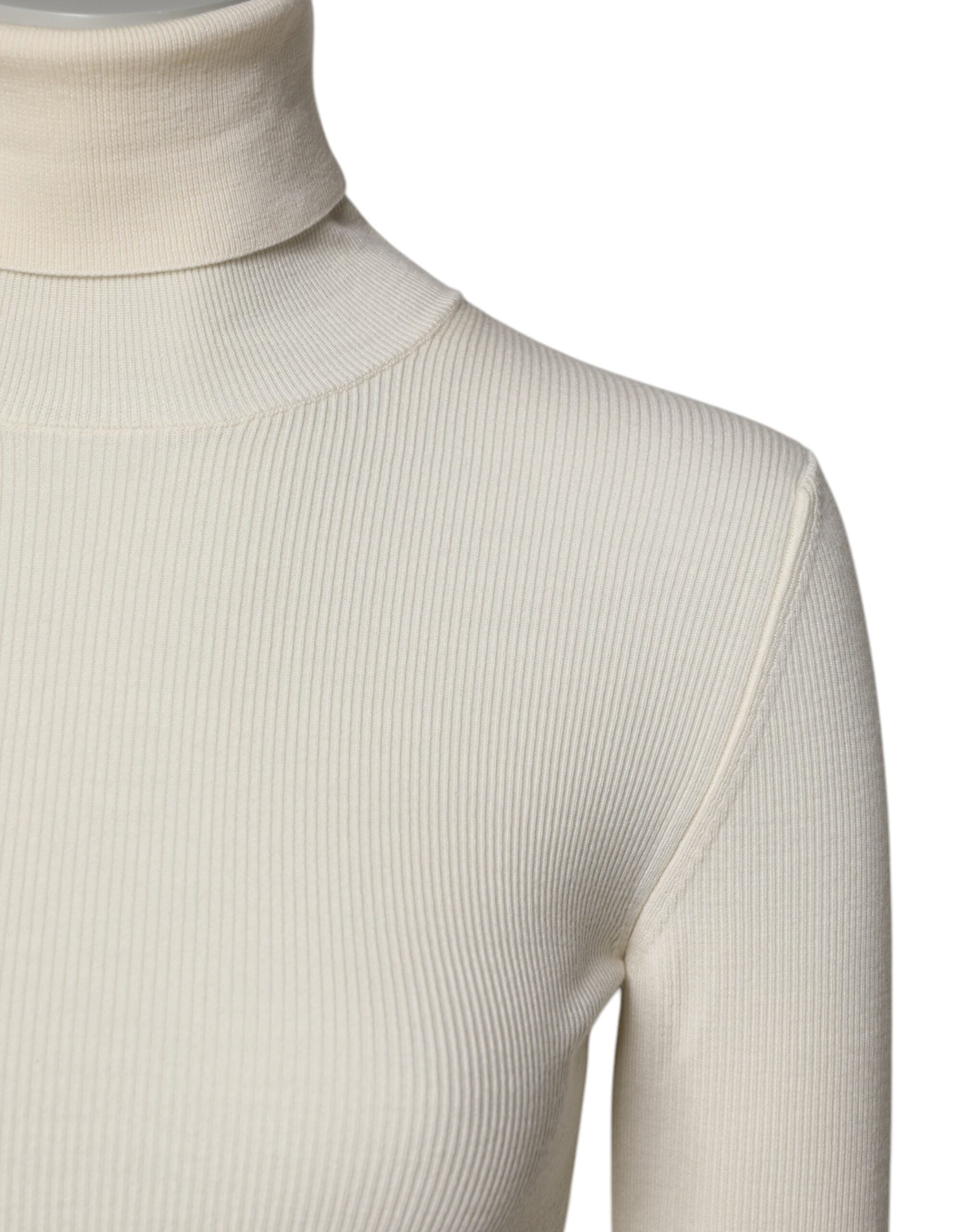 Dolce & Gabbana Cream Long Sleeves Turtleneck Slim Women's Sweater