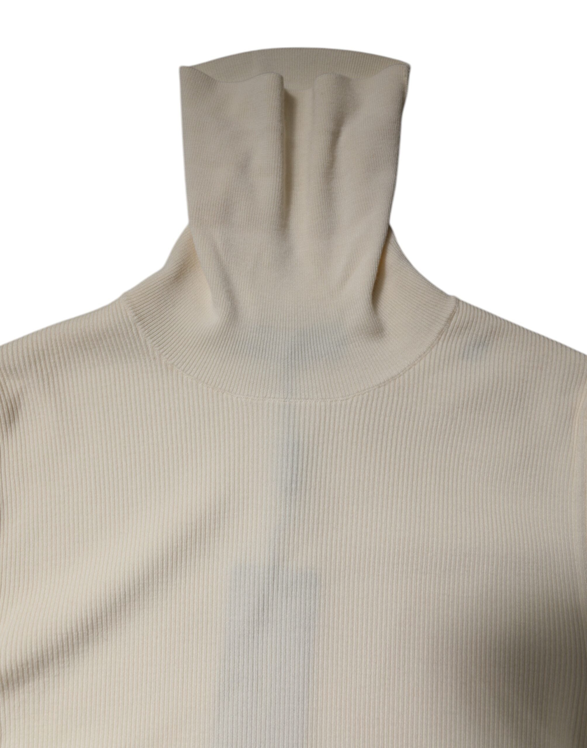 Dolce & Gabbana Cream Long Sleeves Turtleneck Slim Women's Sweater