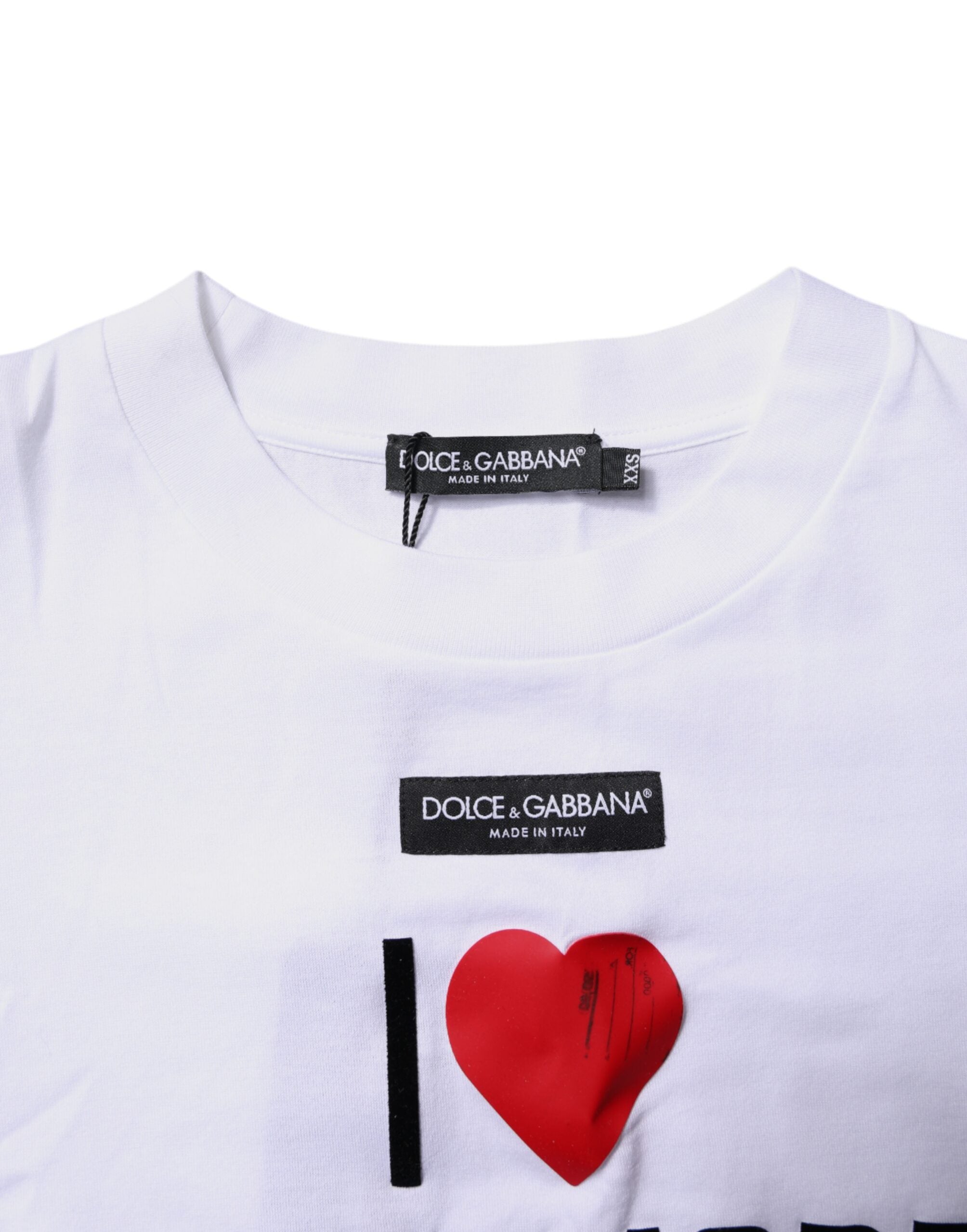 Dolce & Gabbana White Printed Round Neck Top Cotton Women's T-shirt (Pre-Owned)