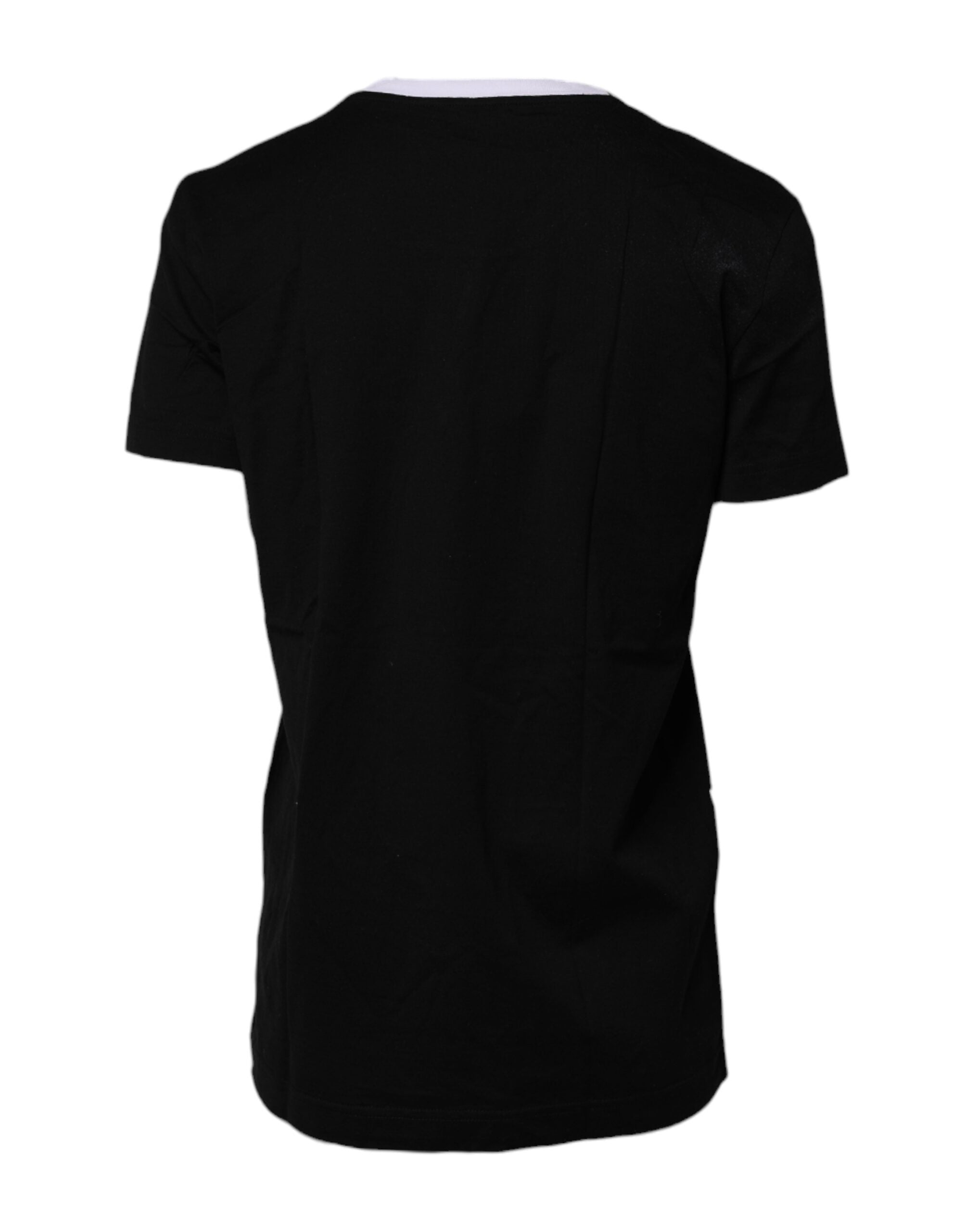 Dolce & Gabbana Black Printed Round Neck Top Cotton Women's T-shirt