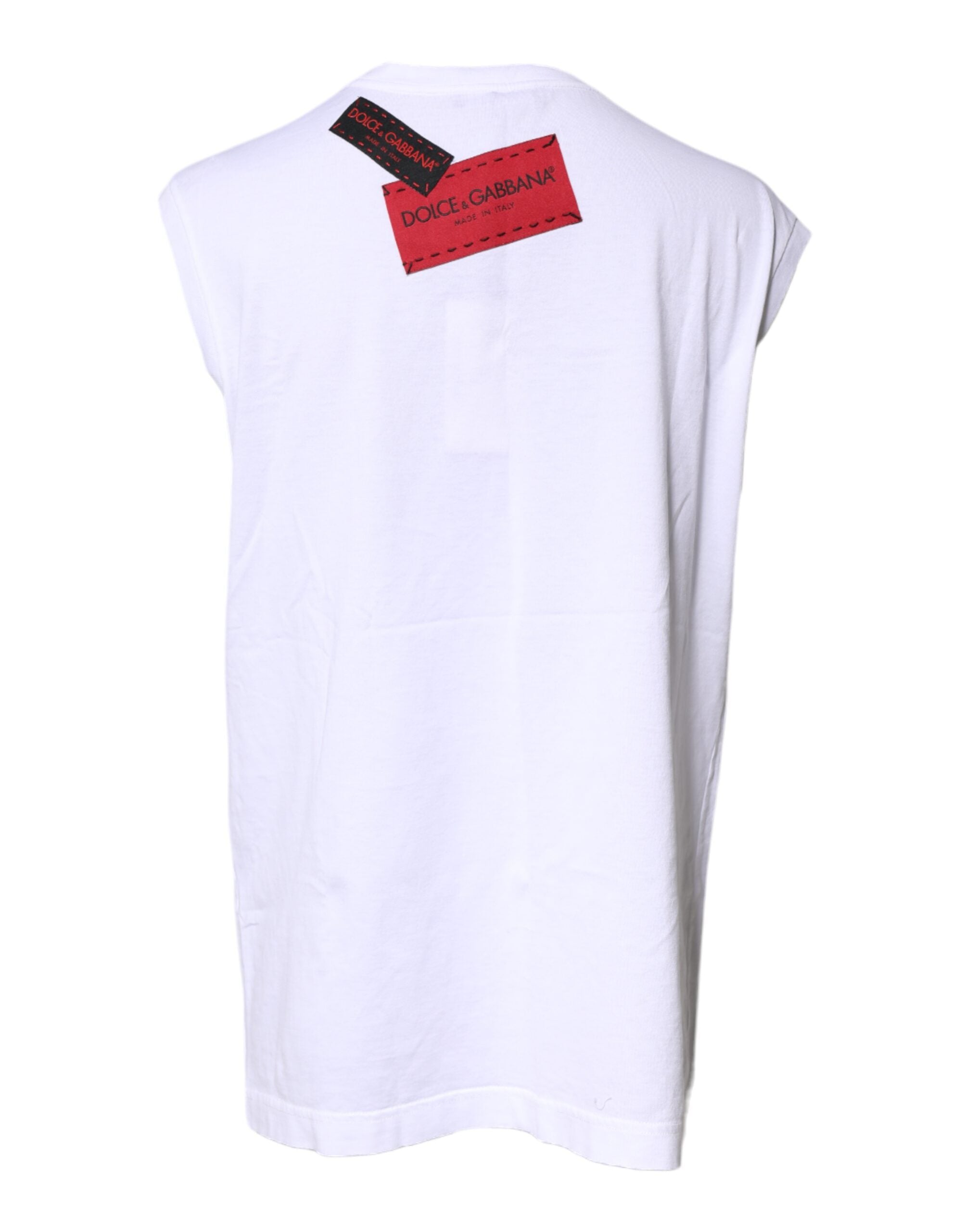 Dolce & Gabbana White Floral Graphic Print Sleeveless Tank Women's Top