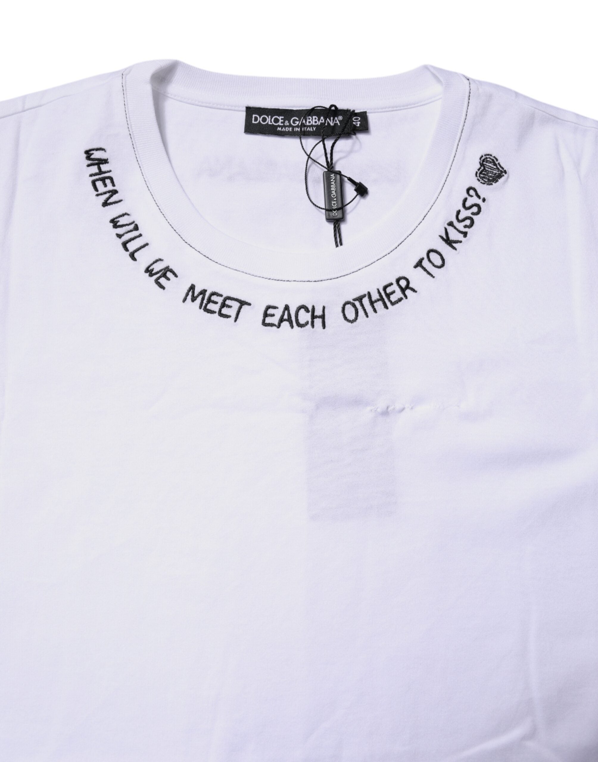 Dolce & Gabbana White Cotton Sleeveless Printed Tank Women's T-shirt (Pre-Owned)