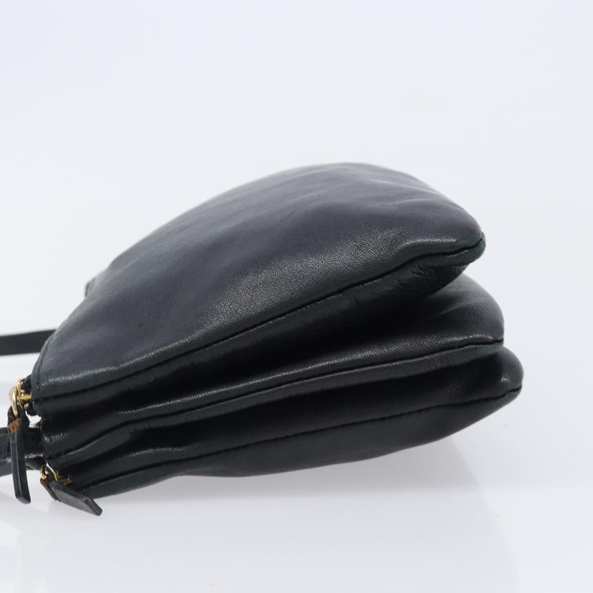 Celine Trio Leather Black Leather Crossbody Bag Bag (Pre-Owned)