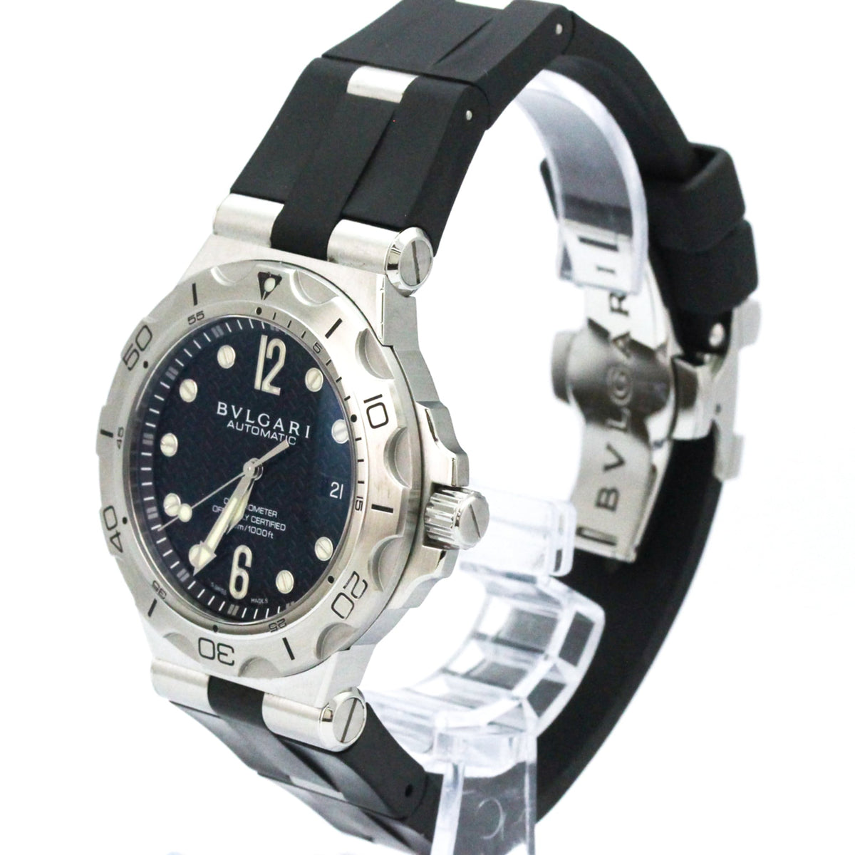 Bvlgari Diagono Automatic Stainless Steel And Rubber Watch (Pre-Owned)